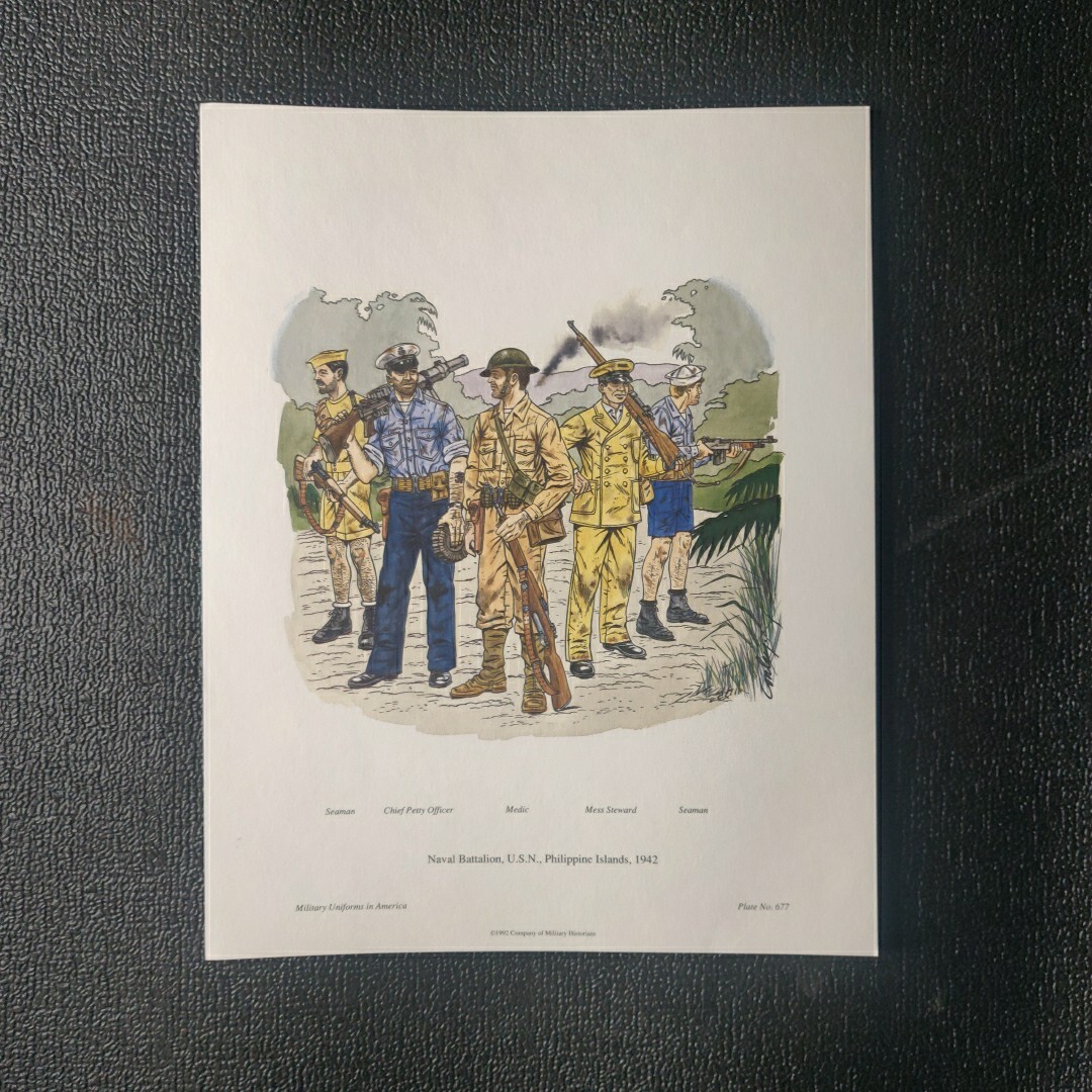 Plate 677Military Uniforms in America Naval Battalion U.S.N. Philippine Islands