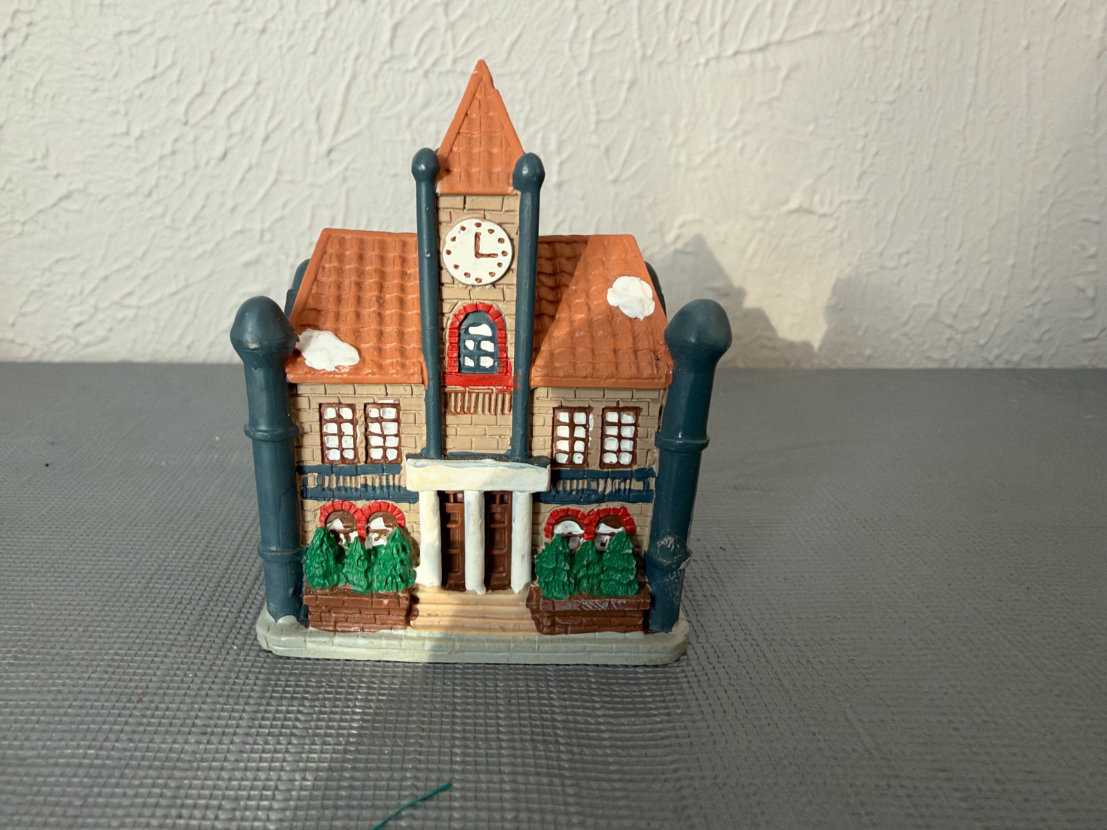 Vintage Lovely Resin Modern Solid Village Hall Building Christmas Figurine