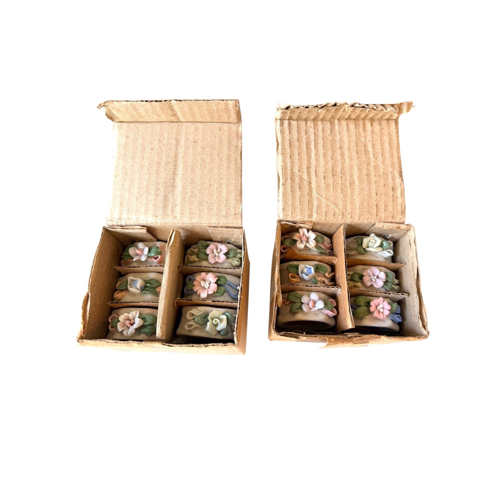 Vintage Porcelain Floral Napkin Rings Hand-Painted Pastels CottageCore Set of 12 Vintage Porcelain Floral Napkin Rings Hand-Painted Pastels CottageCore Set of 12