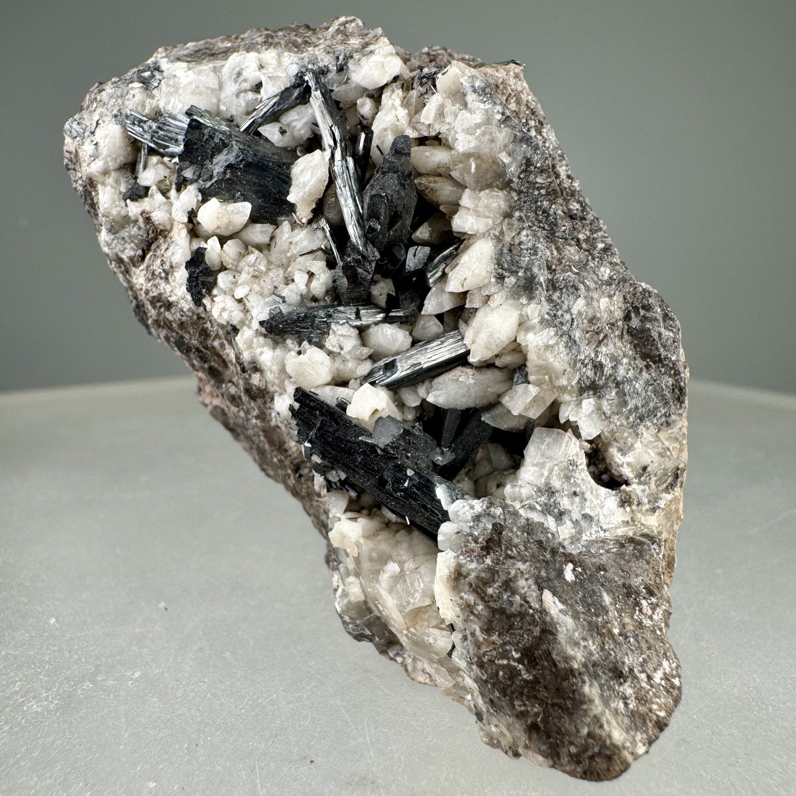 Nice Manganite Crystals on Calcite: Ilfeld, Harztor, Thuringia, Germany- Rare Nice Manganite Crystals on Calcite: Ilfeld, Harztor, Thuringia, Germany- Rare