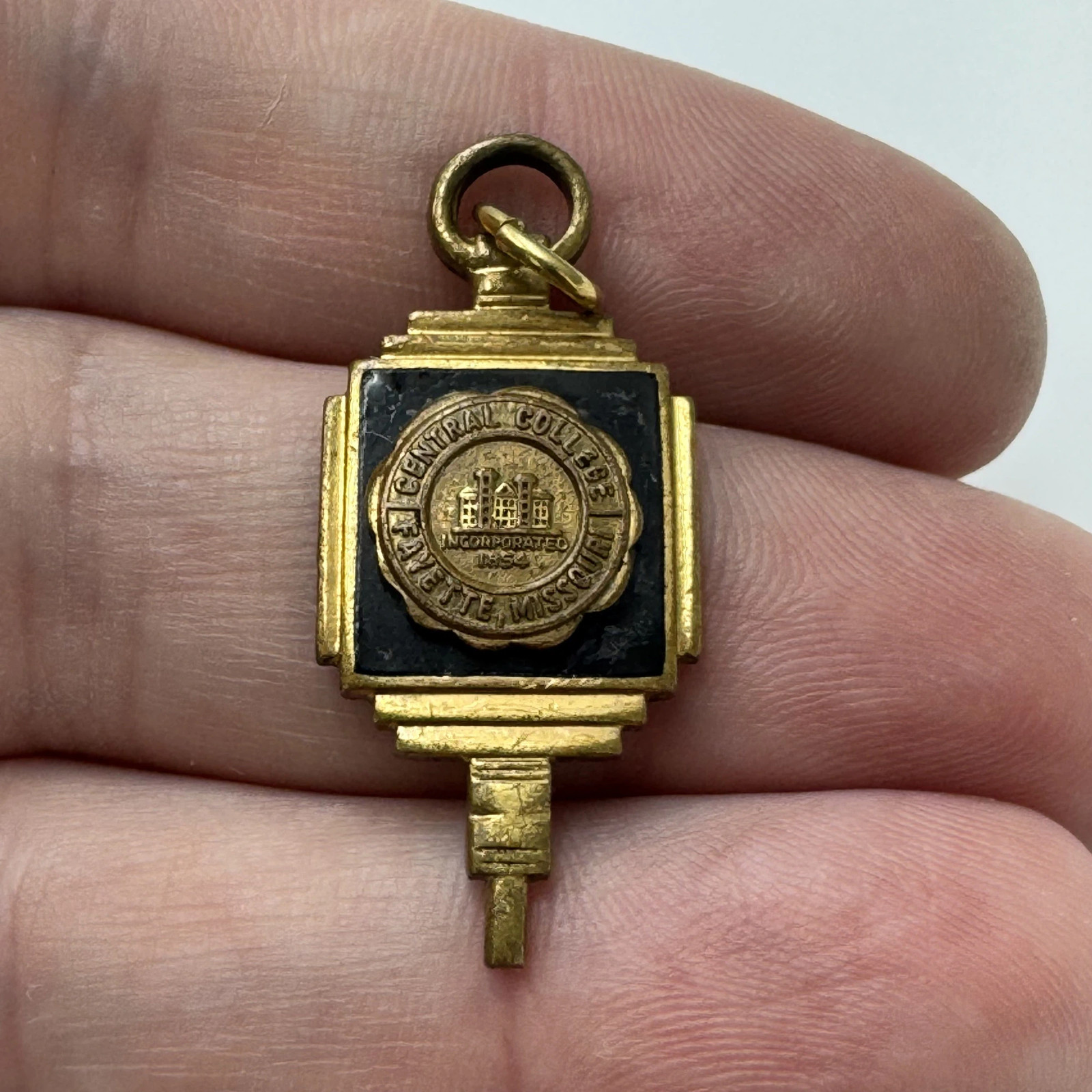 Central Methodist College University Charm Pendant Key Fob Vintage Enamel