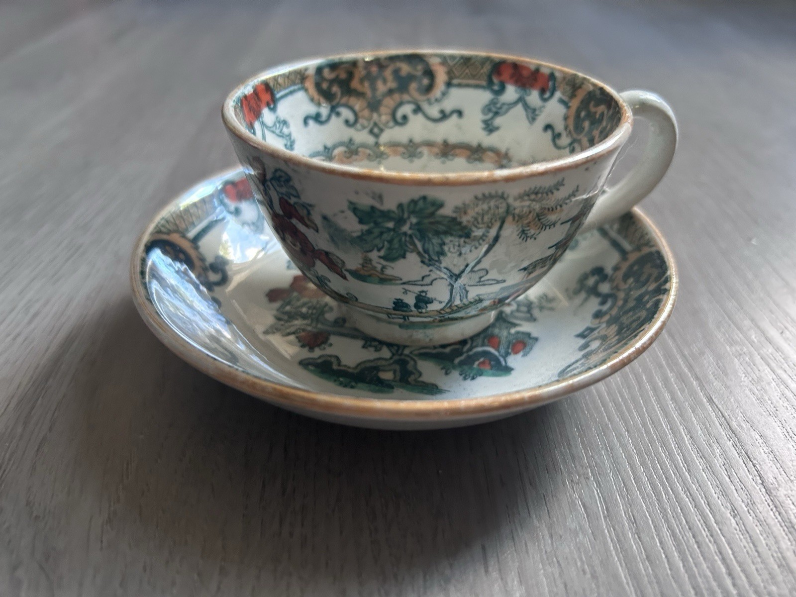 Antique Petrus Regout Pekin Cup And Saucer Chinoiserie Holland 1883-1900