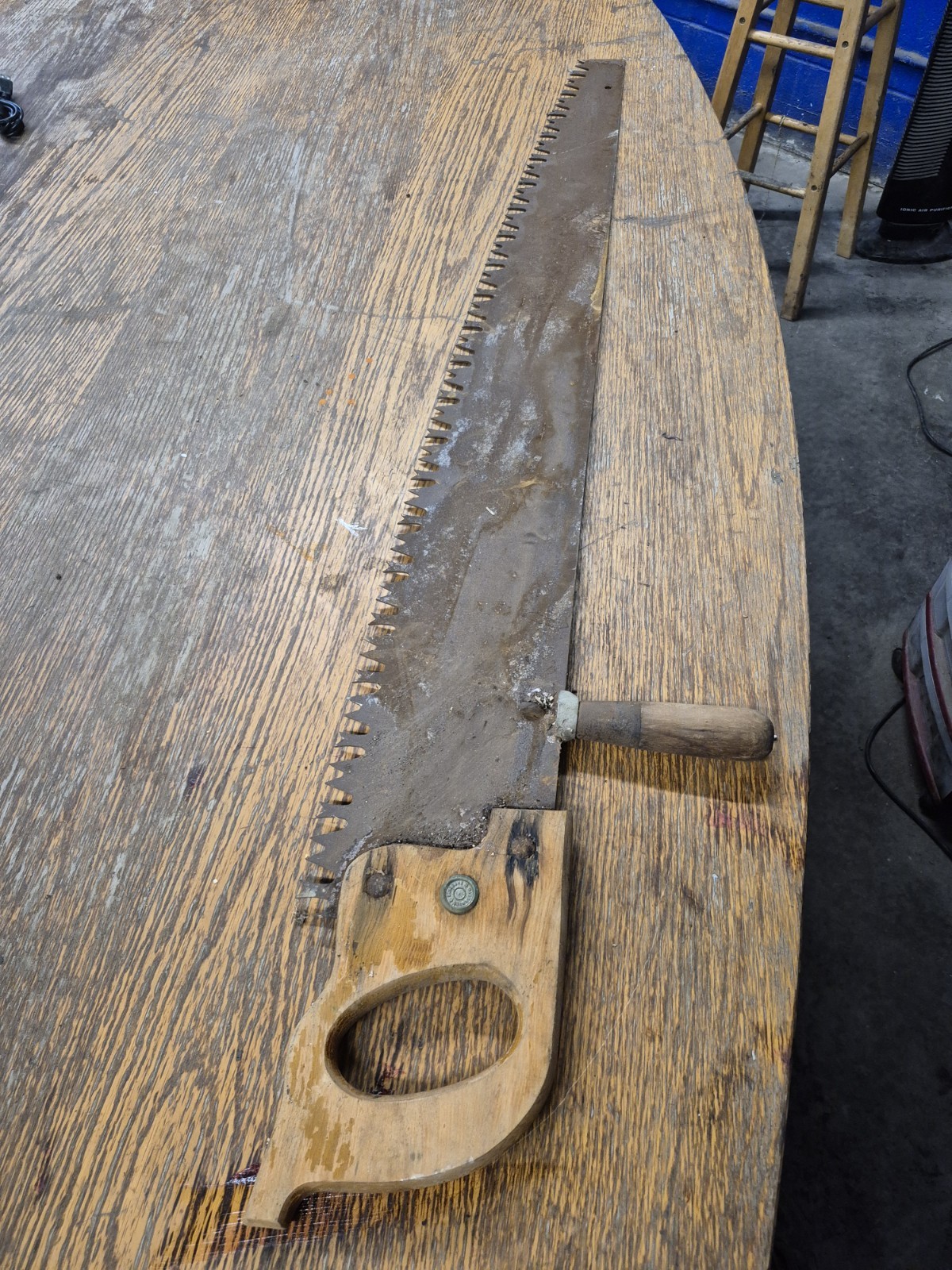 Vintage Early 1930s -50s One Man Crosscut Handsaw With Helper Handle 48 Vintage Early 1930s -50s One Man Crosscut Handsaw With Helper Handle 48