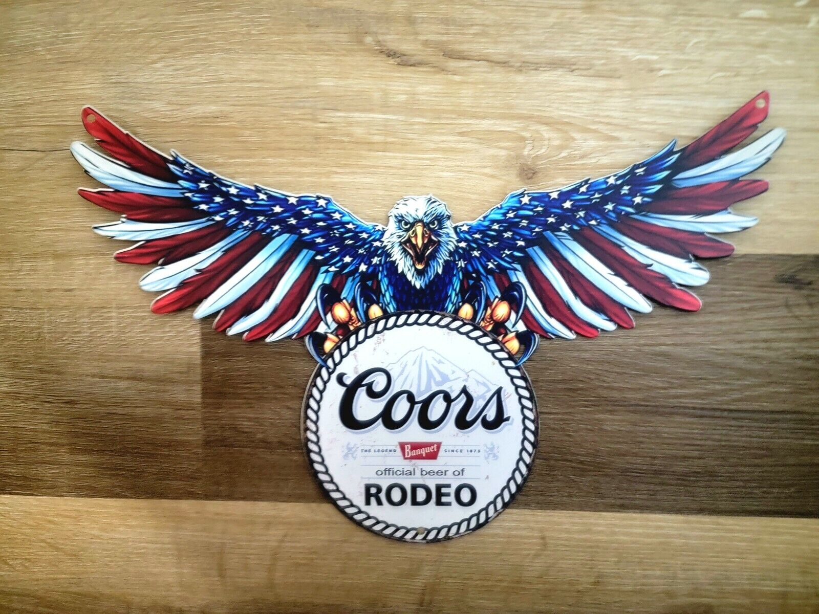 Coors Banquet American Eagle Metal Sign Man Cave, Official Beer of Rodeo 15.5x10