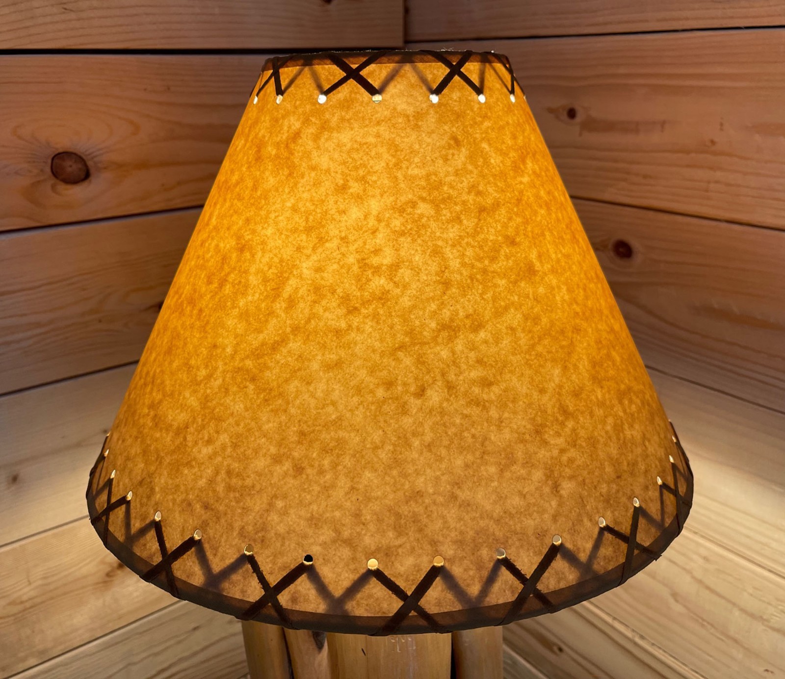 Rustic Oiled Kraft Laced Lamp Shade - 16
