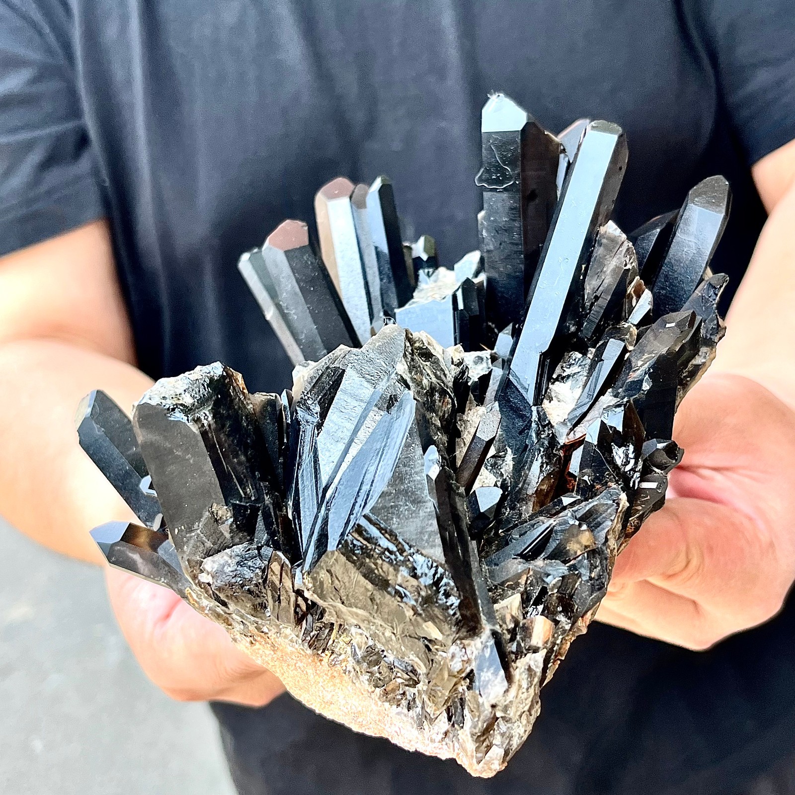 4.47LB Natural Beautiful Black Quartz Crystal Cluster Mineral Specimen Rare