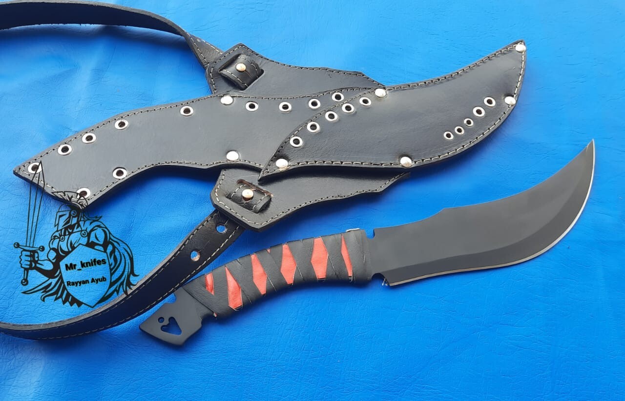 Handmade Black knife carbon steel Knife Hunting knife with leather Cover Handmade Black knife carbon steel Knife Hunting knife with leather Cover
