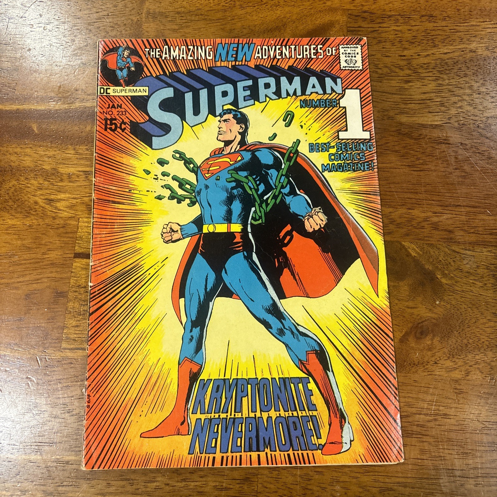 SUPERMAN #233 (1971) **Iconic Adams Cover**  white pages 