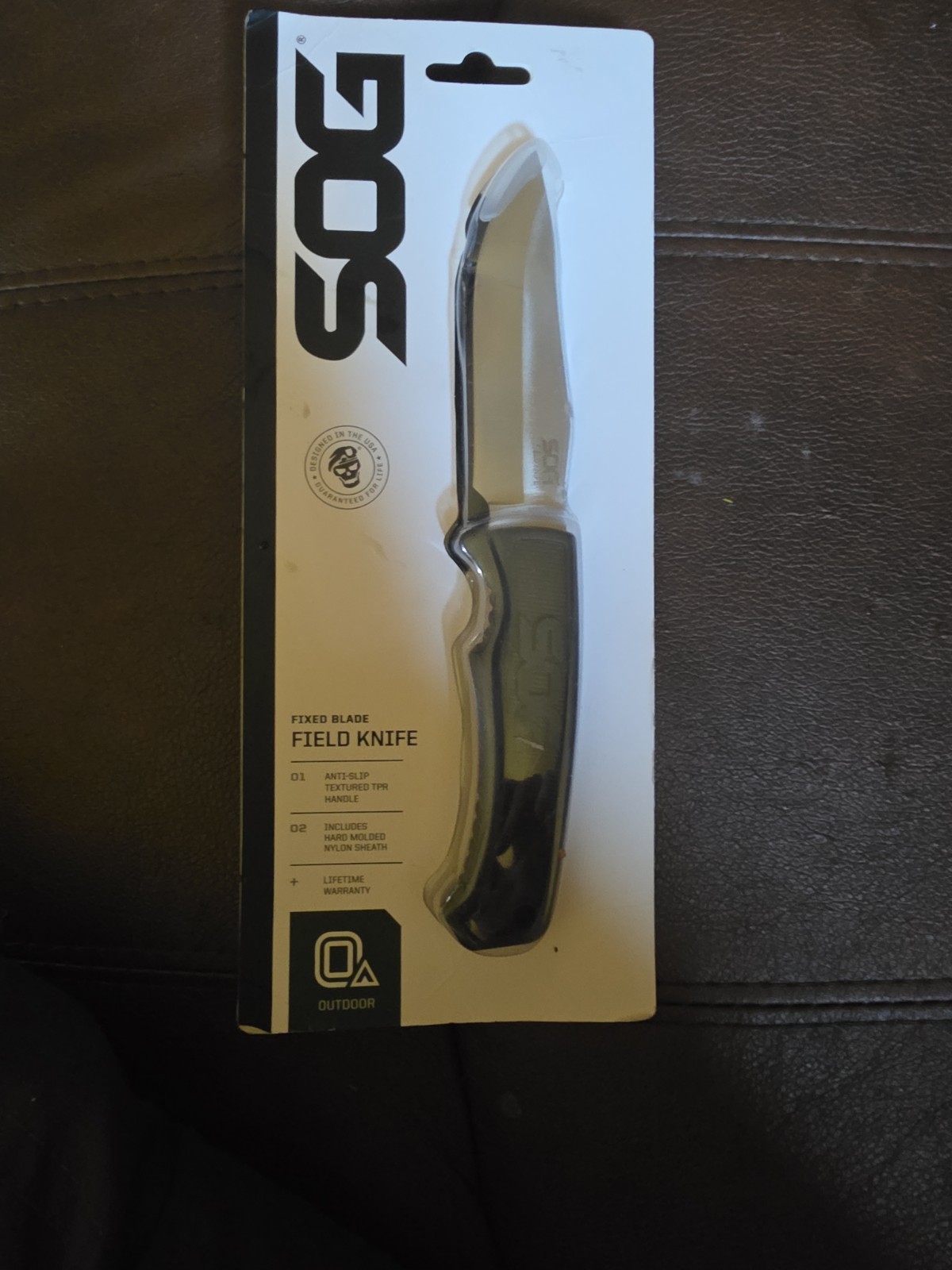 SOG Field Fixed Blade Knife 7Cr17MoV Steel Full Tang w/ Sheath Black TPR 4 SOG Field Fixed Blade Knife 7Cr17MoV Steel Full Tang w/ Sheath Black TPR 4