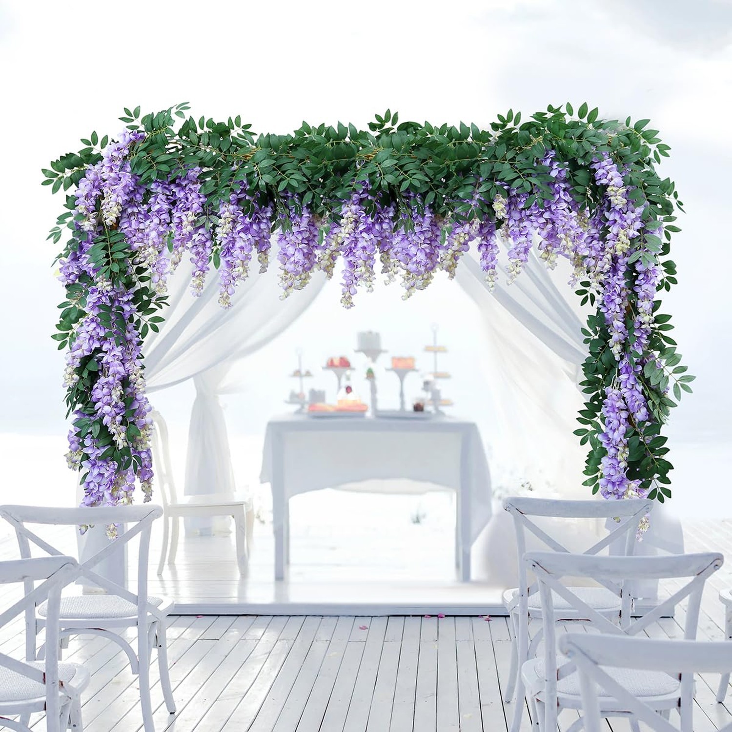 1pc/2pcs Encrypted Flower Vine Wisteria Artificial Flowers Garland,White Wist... 1pc/2pcs Encrypted Flower Vine Wisteria Artificial Flowers Garland,White Wist...