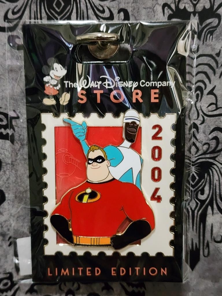 DEC WDCS D23 2026 Pixar Stamp Mr. Incredible Frozone Incredibles 2004 Disney Pin