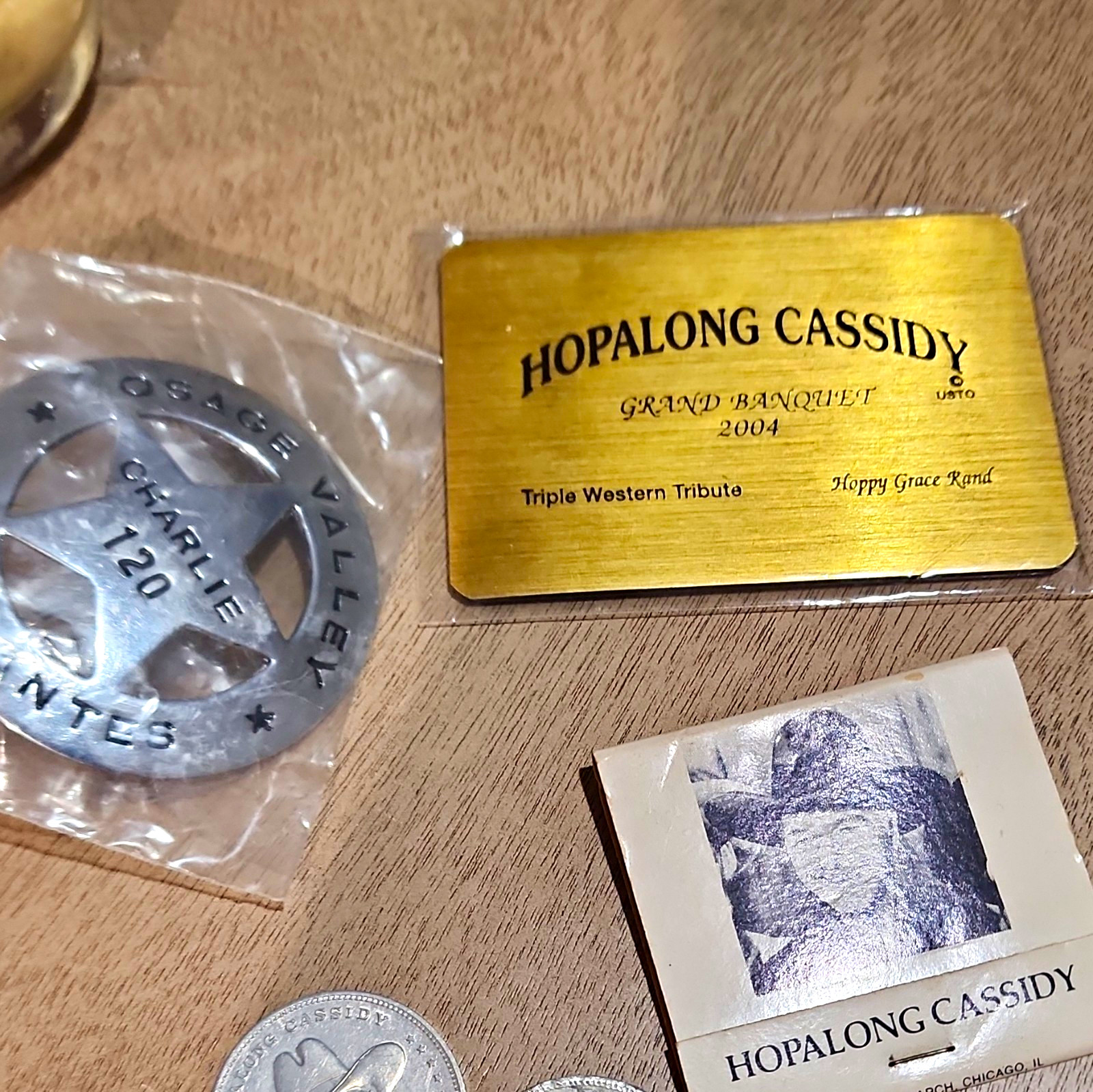Vintage Hopalong Cassidy Memorabilia Lot: 1950s Good Luck Tokens, Matchbook, Vintage Hopalong Cassidy Memorabilia Lot: 1950s Good Luck Tokens, Matchbook,