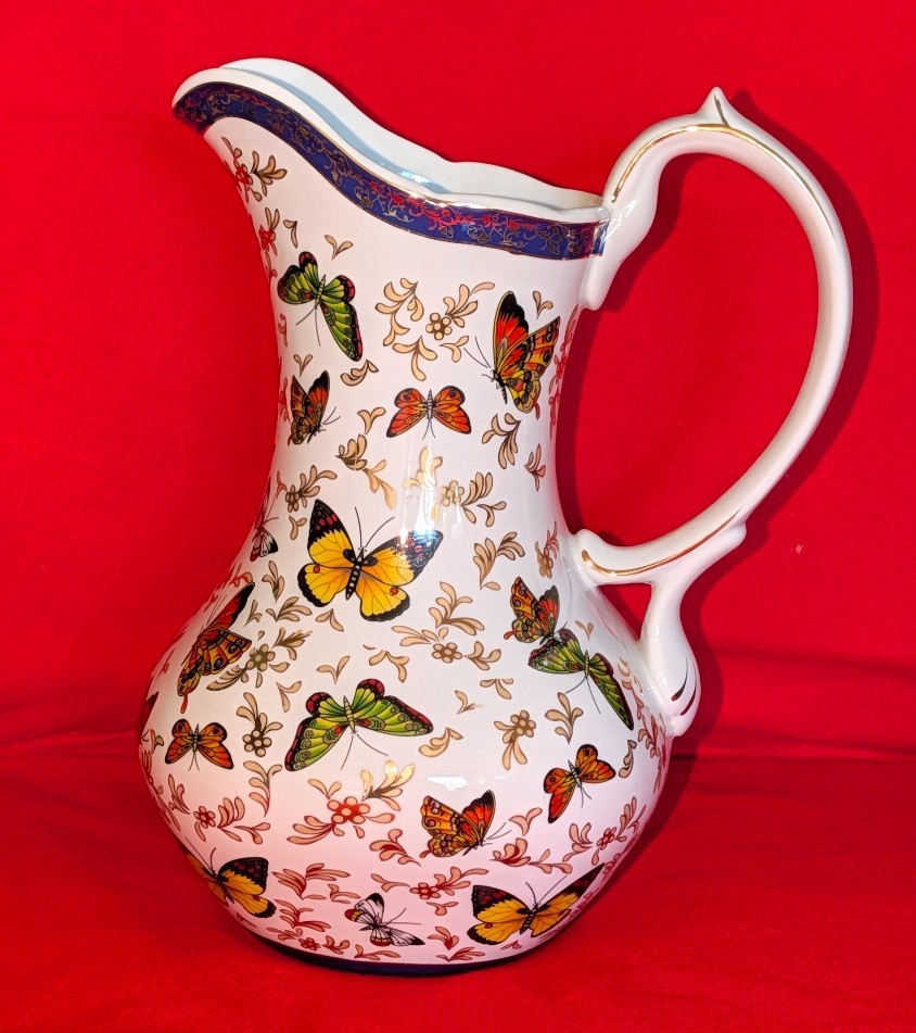Vtg Formalities Baum Bros. Porcelain Butterfly Pitcher with Gold & Blue Trim 10 Vtg Formalities Baum Bros. Porcelain Butterfly Pitcher with Gold & Blue Trim 10