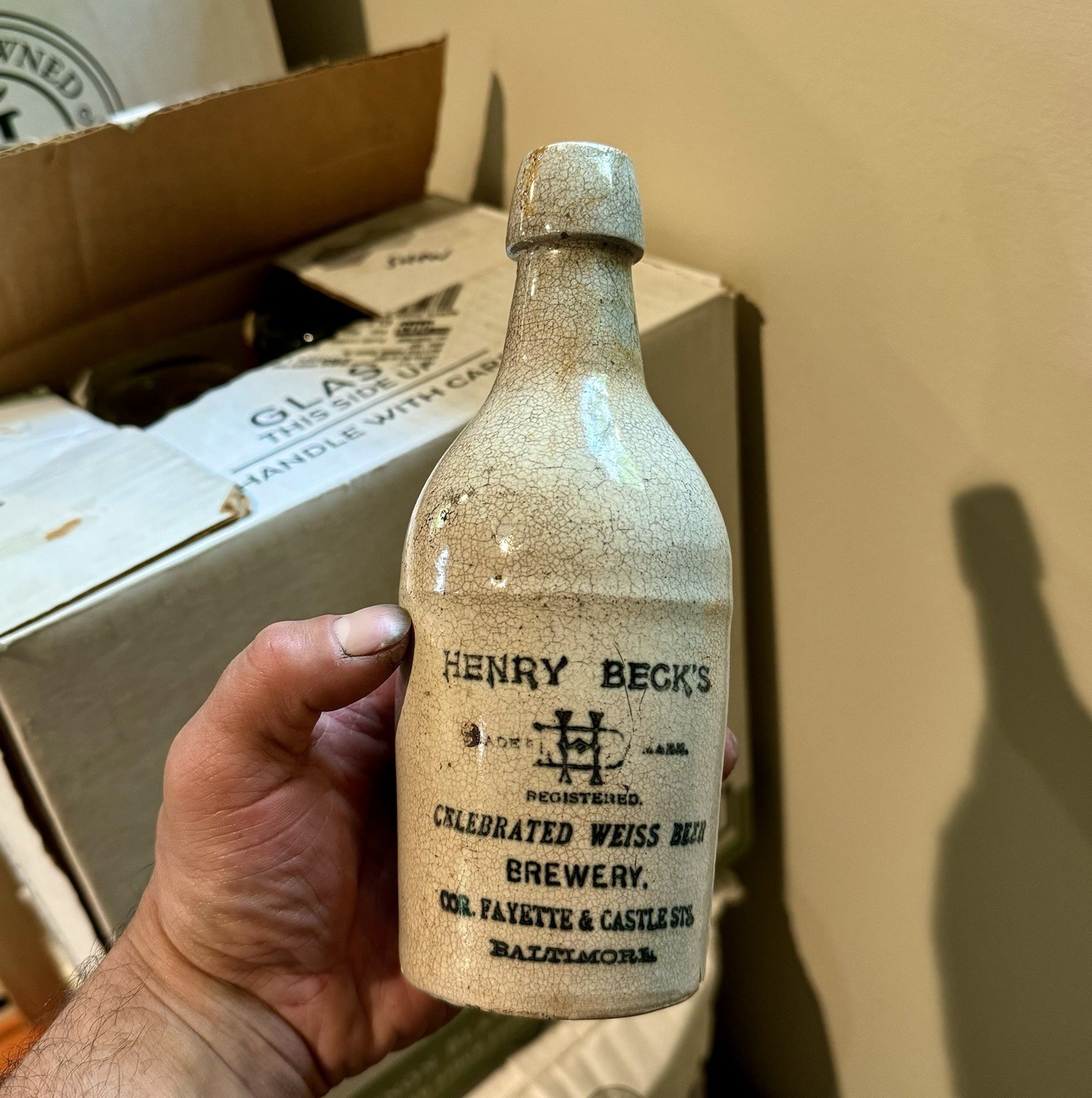 Henry Beck’s Weiss Beer Fayette & Castle Sts Baltimore MD Rare Stoneware Bottle Henry Beck’s Weiss Beer Fayette & Castle Sts Baltimore MD Rare Stoneware Bottle