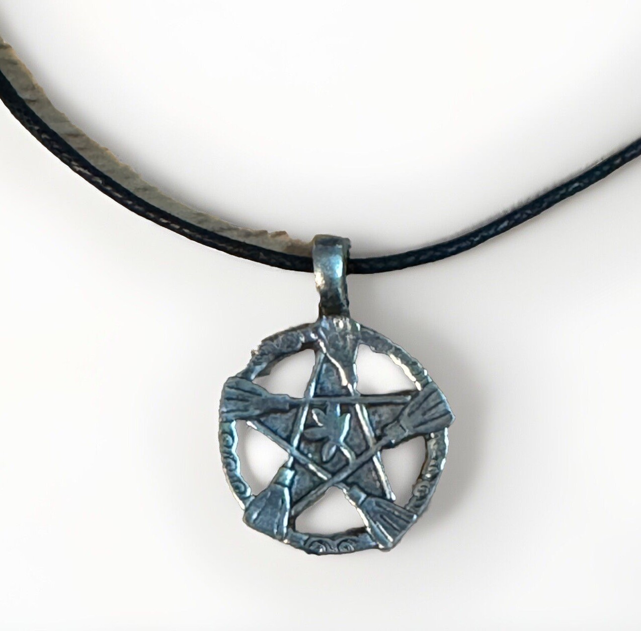 Brooms Of The Elders Pentacle Pewter Pendant Pagan Wiccan New Made USA