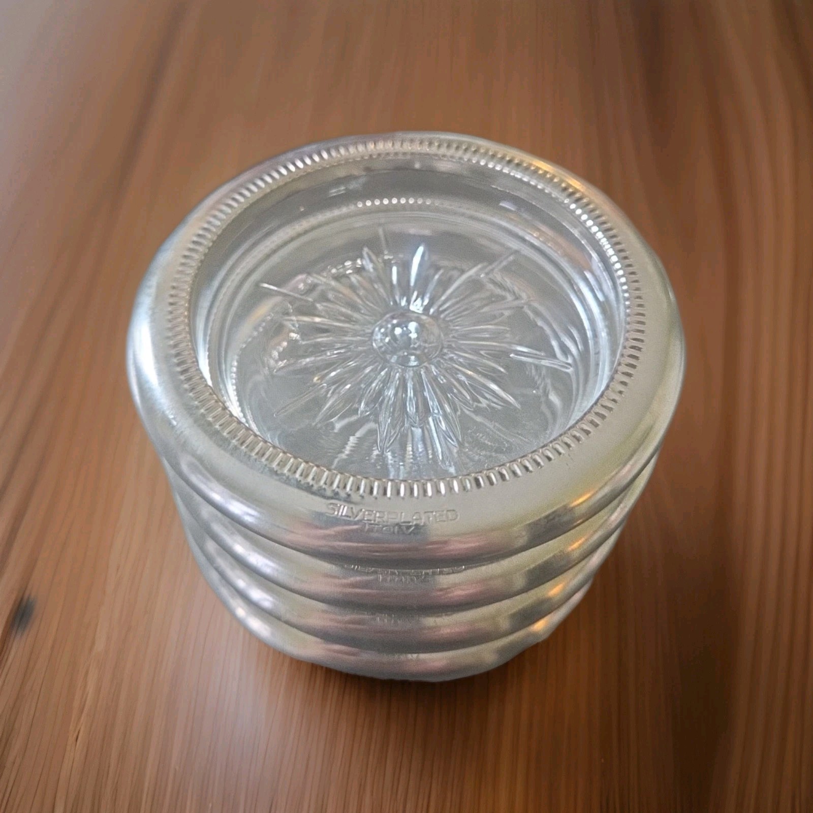 Vintage Silver Plated Set of 4 Coasters Made in Italy by Leonard Vintage Silver Plated Set of 4 Coasters Made in Italy by Leonard
