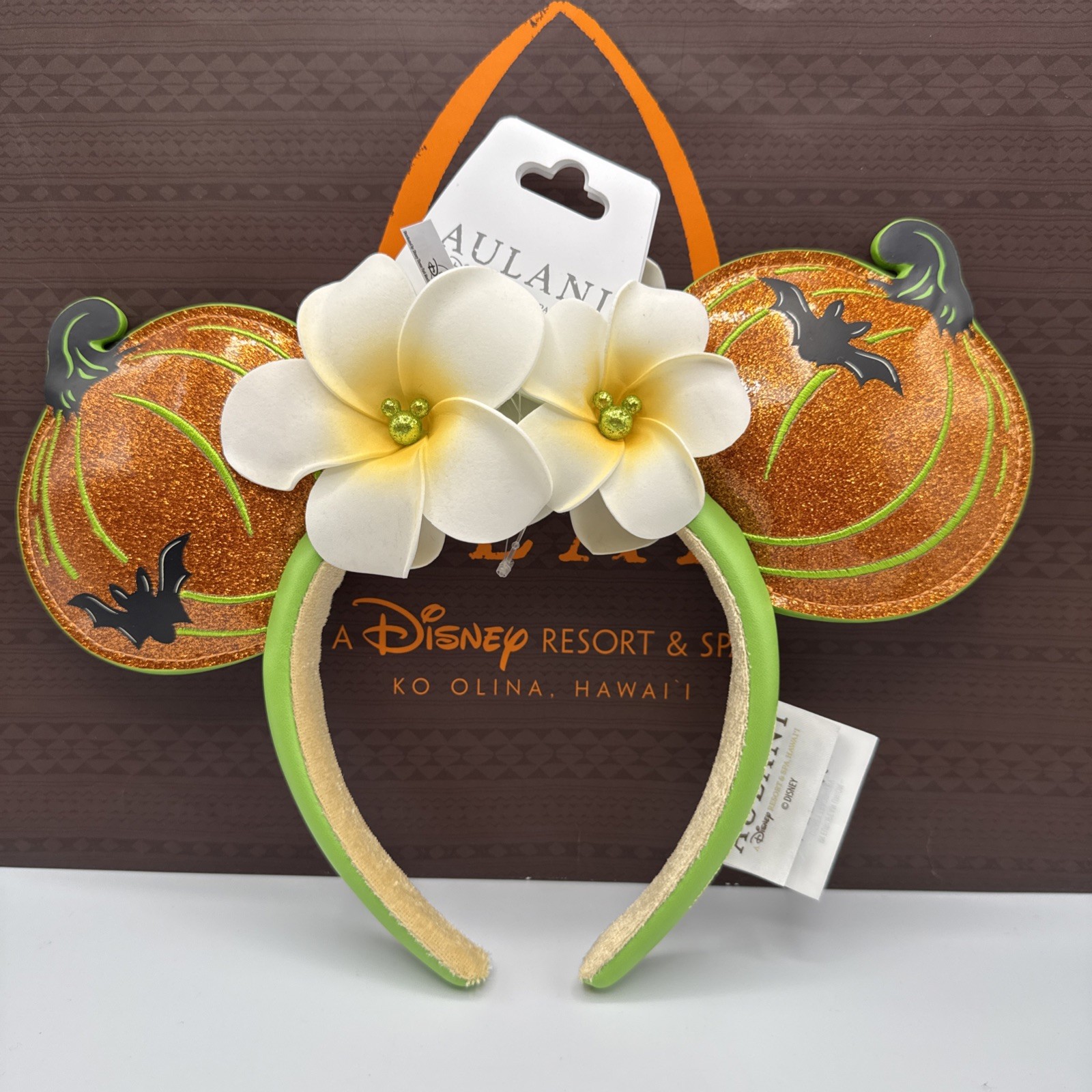 *New Disney Aulani Minnie Mouse Halloween Pumpkin Glitter Mickey Ears Headband *New Disney Aulani Minnie Mouse Halloween Pumpkin Glitter Mickey Ears Headband