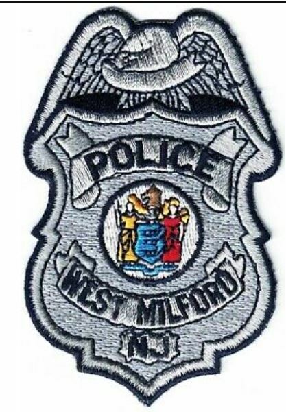 West Milford Police New Jersey breast patch NEW silver West Milford Police New Jersey breast patch NEW silver