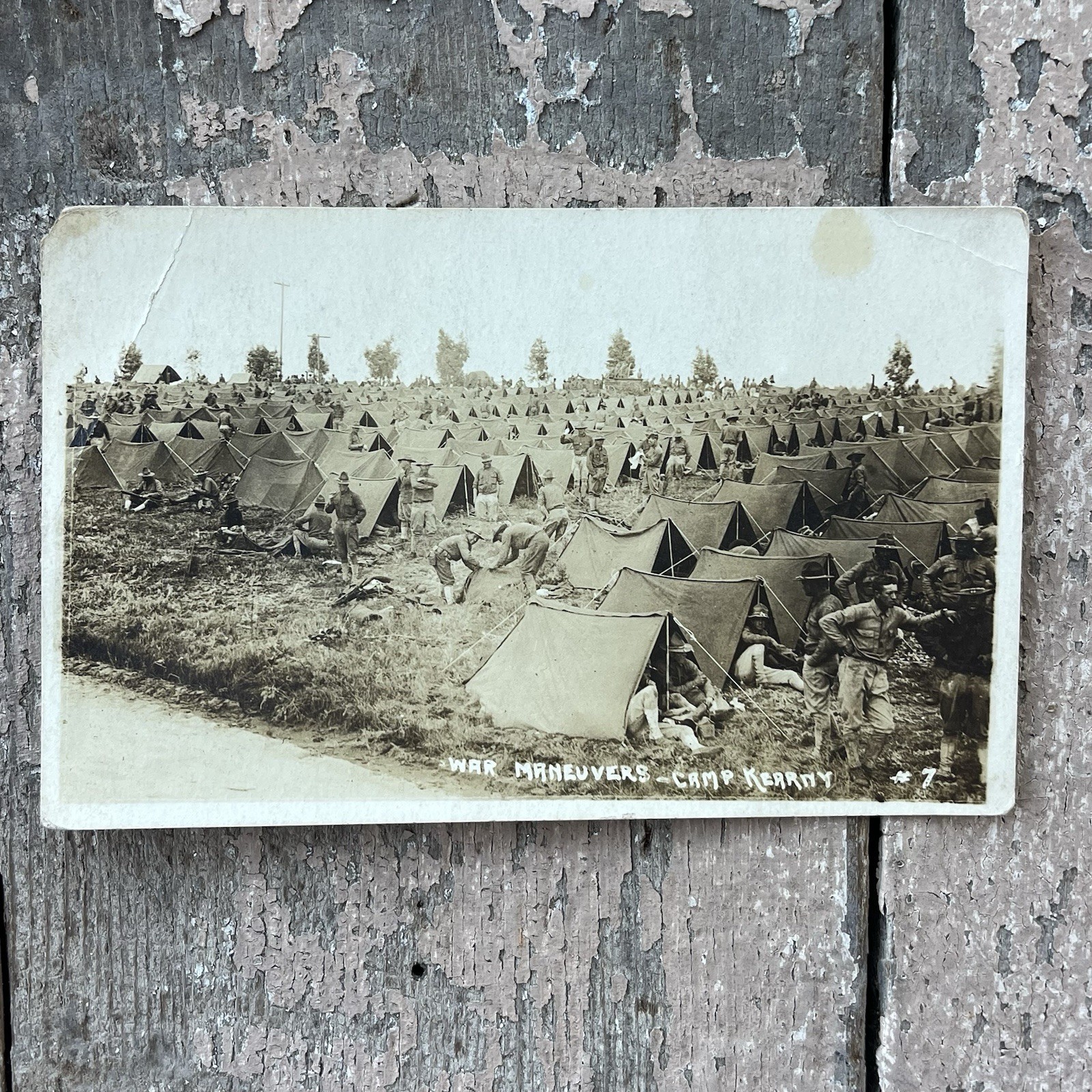 Antique WWI Camp Kearny War Maneuvers Soldiers Army Tent City RPPC Photo 1918