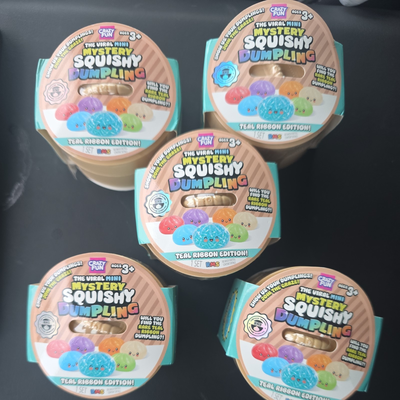 NEW RELEASE RMS Viral Mini Mystery Squishy Dumpling Teal Ribbon Edition Set of 5 NEW RELEASE RMS Viral Mini Mystery Squishy Dumpling Teal Ribbon Edition Set of 5