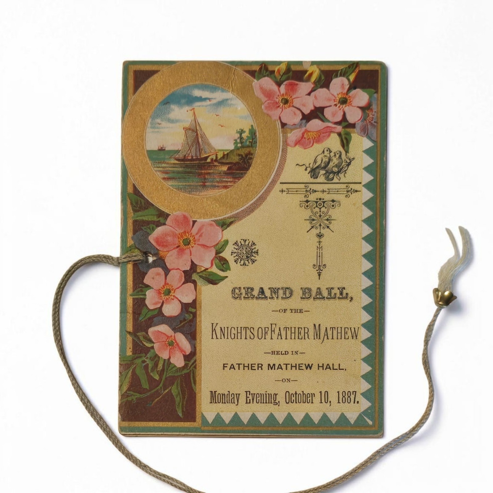 Antique 1887 Knights of Father Mathew Grand Ball Program Archbald PA 3.25\