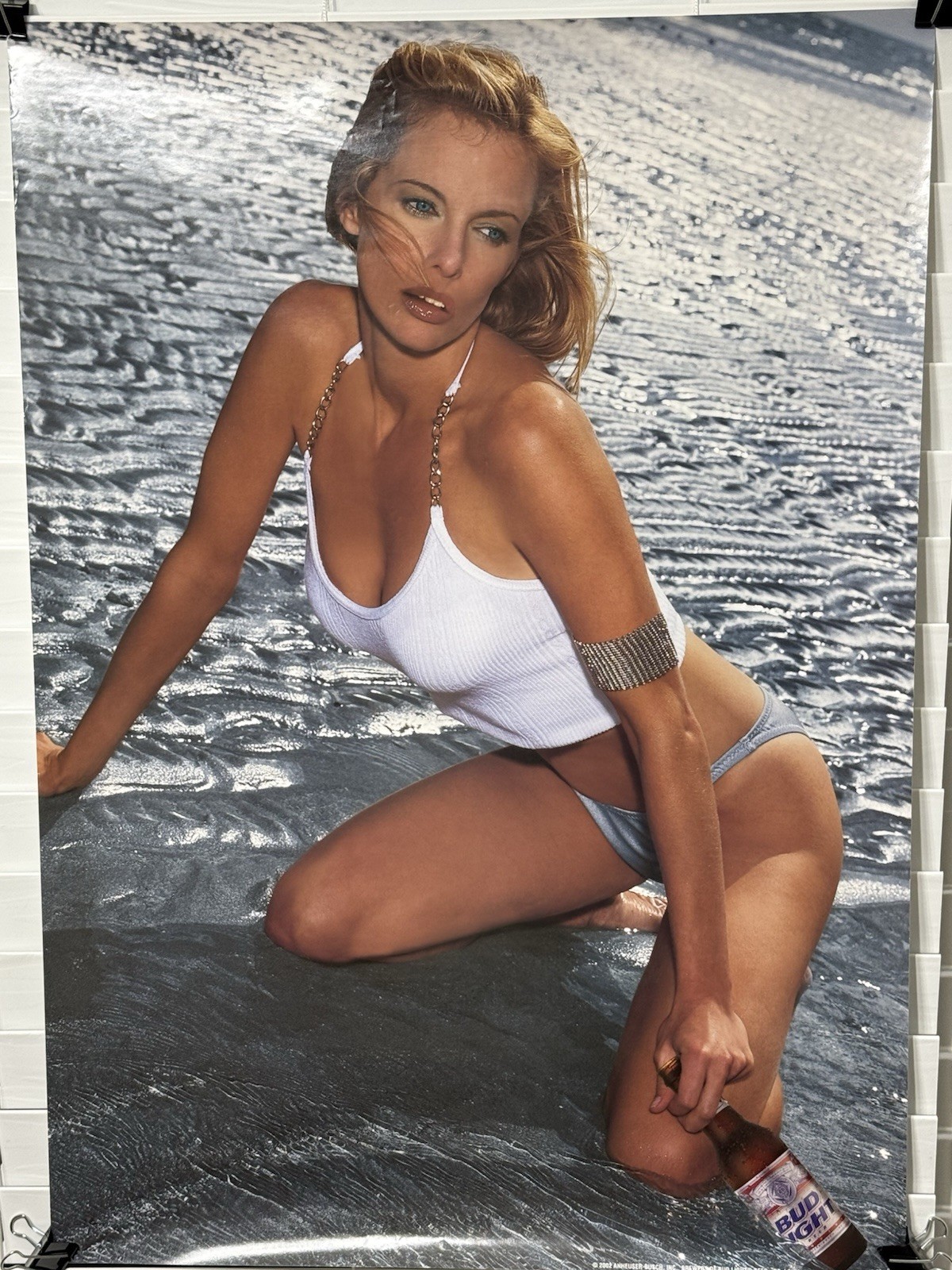 BUD LIGHT BLUE EYES BEACH BABE 2002 Beer Poster 27” X 19” Sexy White Bikini BUD LIGHT BLUE EYES BEACH BABE 2002 Beer Poster 27” X 19” Sexy White Bikini