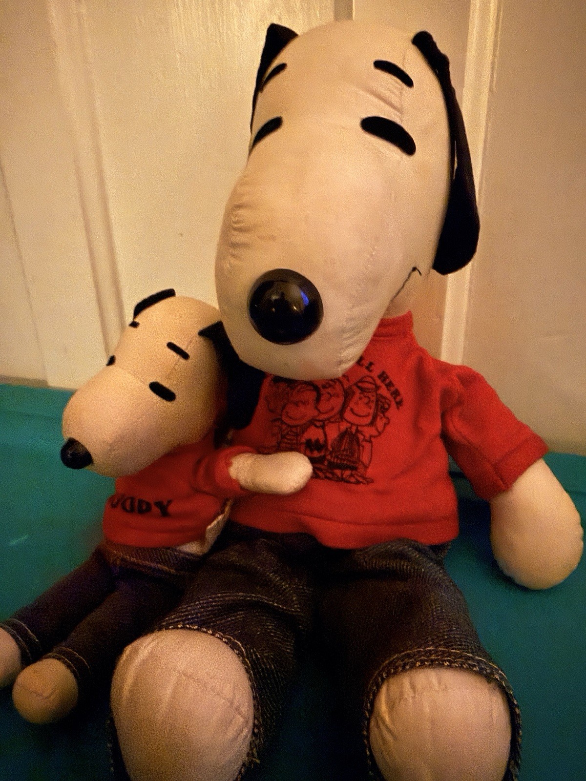 Vintage Snoopy w/ Mini Snoopy, 1950, Red Shirt and Jeans Vintage Snoopy w/ Mini Snoopy, 1950, Red Shirt and Jeans