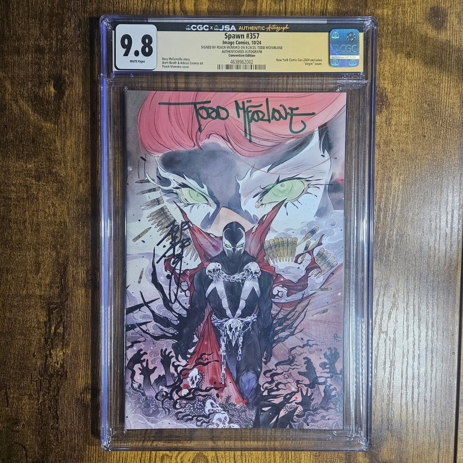 SPAWN #357 NYCC 2024 EXCLUSIVE CGC 9.8 NM Signed by Peach and JSA Todd McFarlane