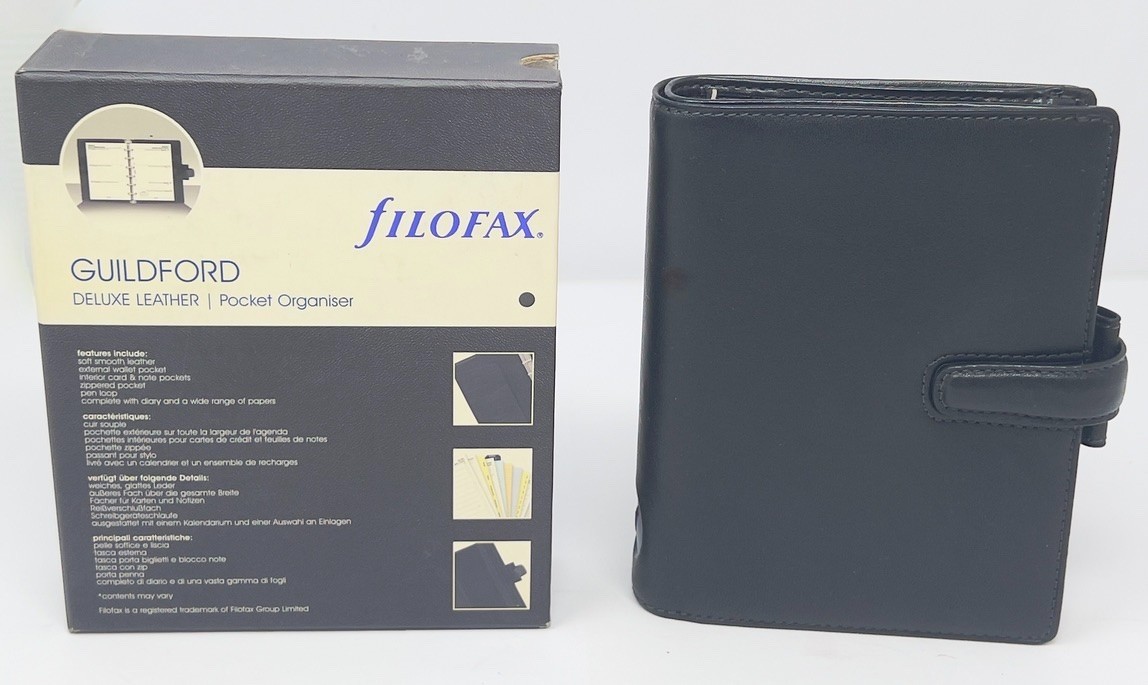 Guildford Filofax Agenda Organizer Tablecloth Black NIB CL
