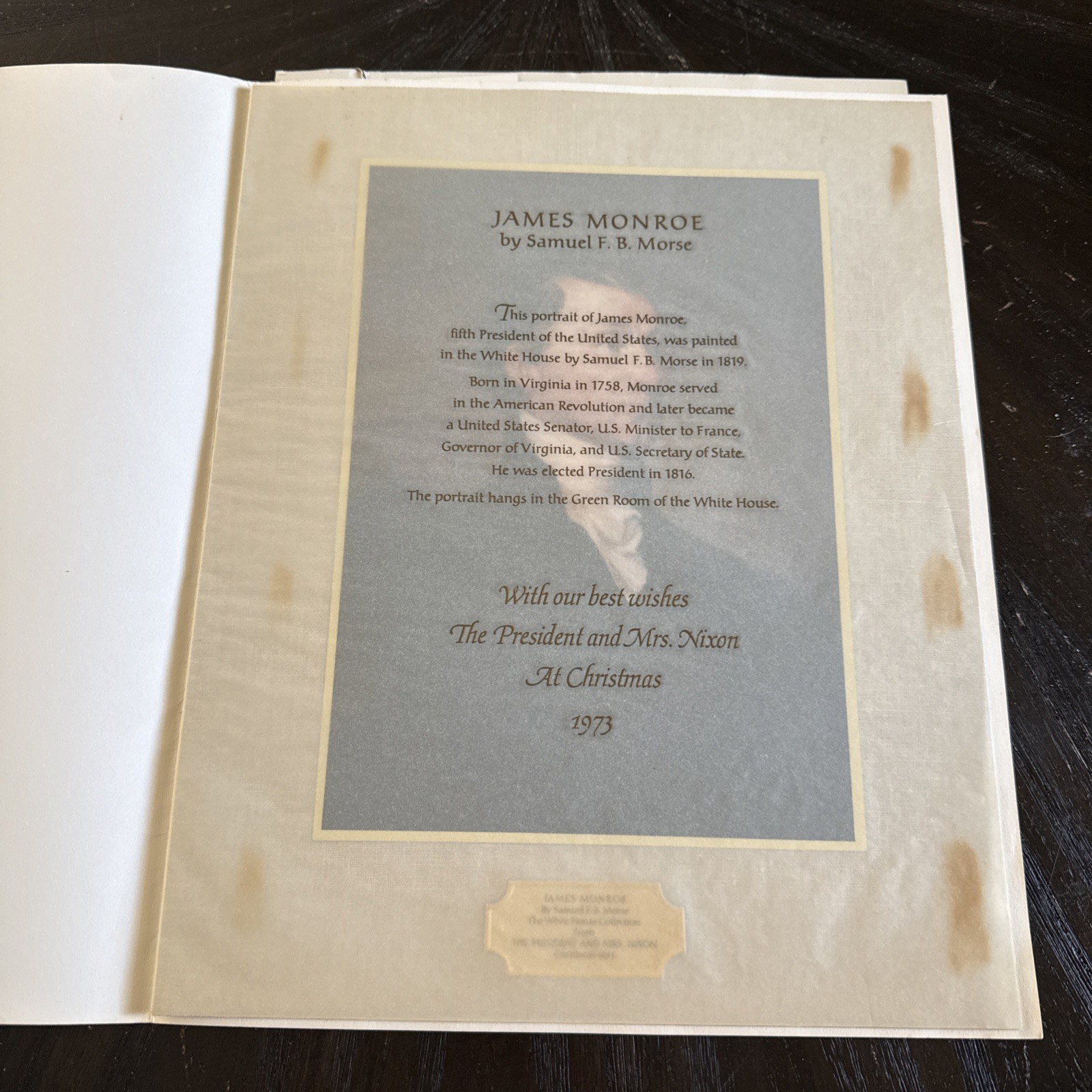 1973 Richard Nixon Christmas Limited Edition Gift Print - James Monroe Hallmark