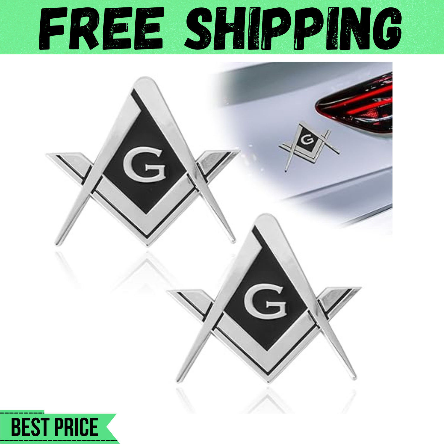 2Pcs Masonic Car Emblem 2.75\ 2Pcs Masonic Car Emblem 2.75\