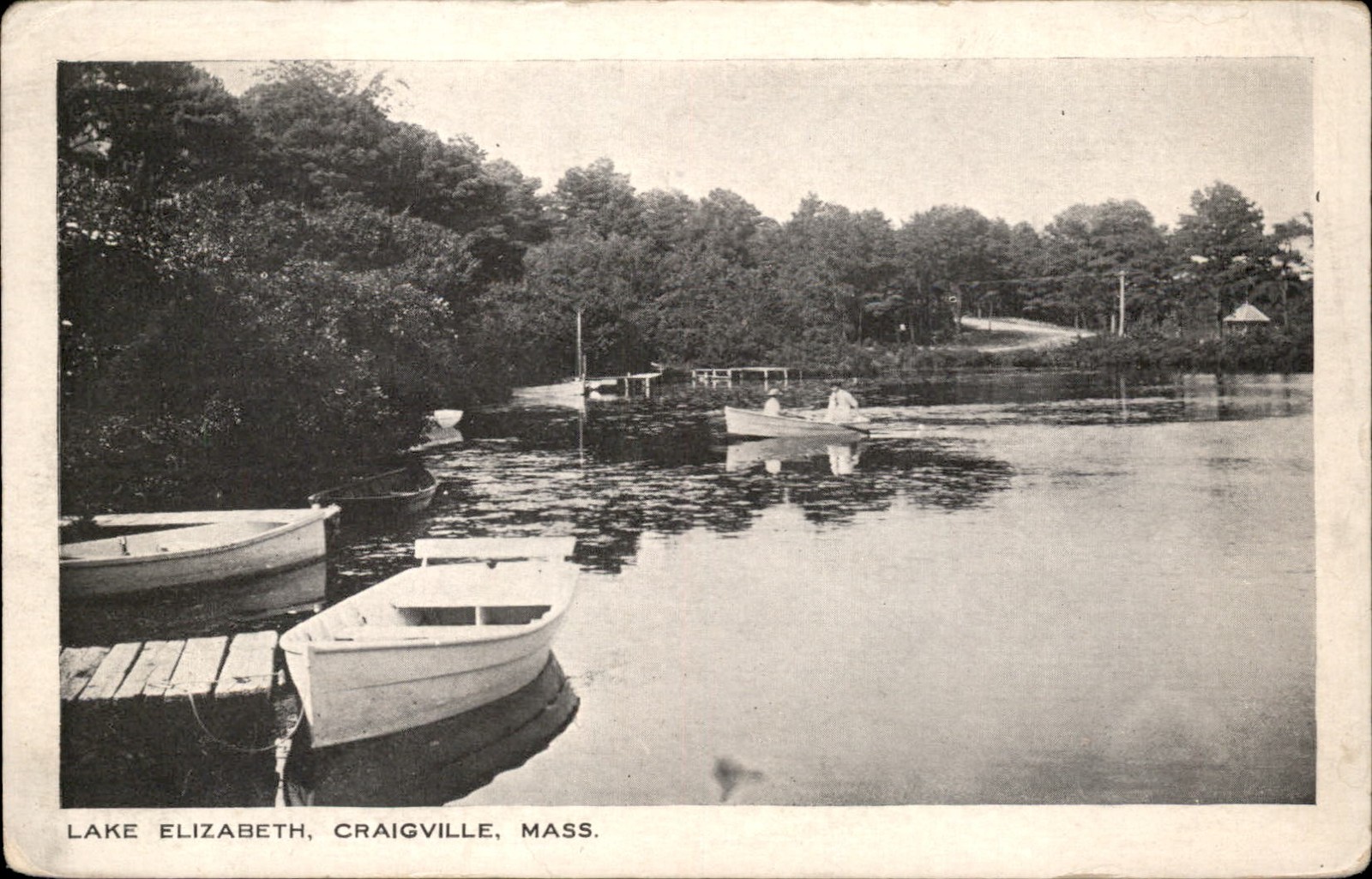 Craigville MA Lake Scene The Commercial Print c1910s Vintage Postcard