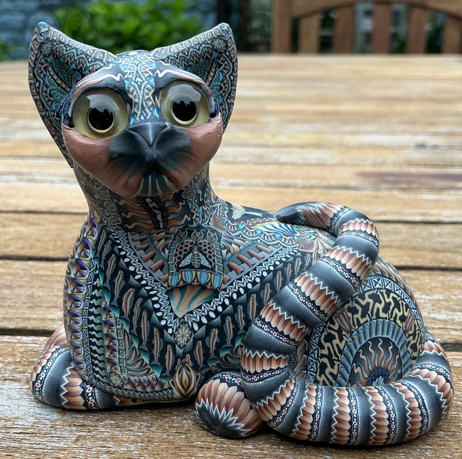 Jon Stuart Anderson Handmade  Polymer Clay  Cat Figurine Birds Fish Insects Cups