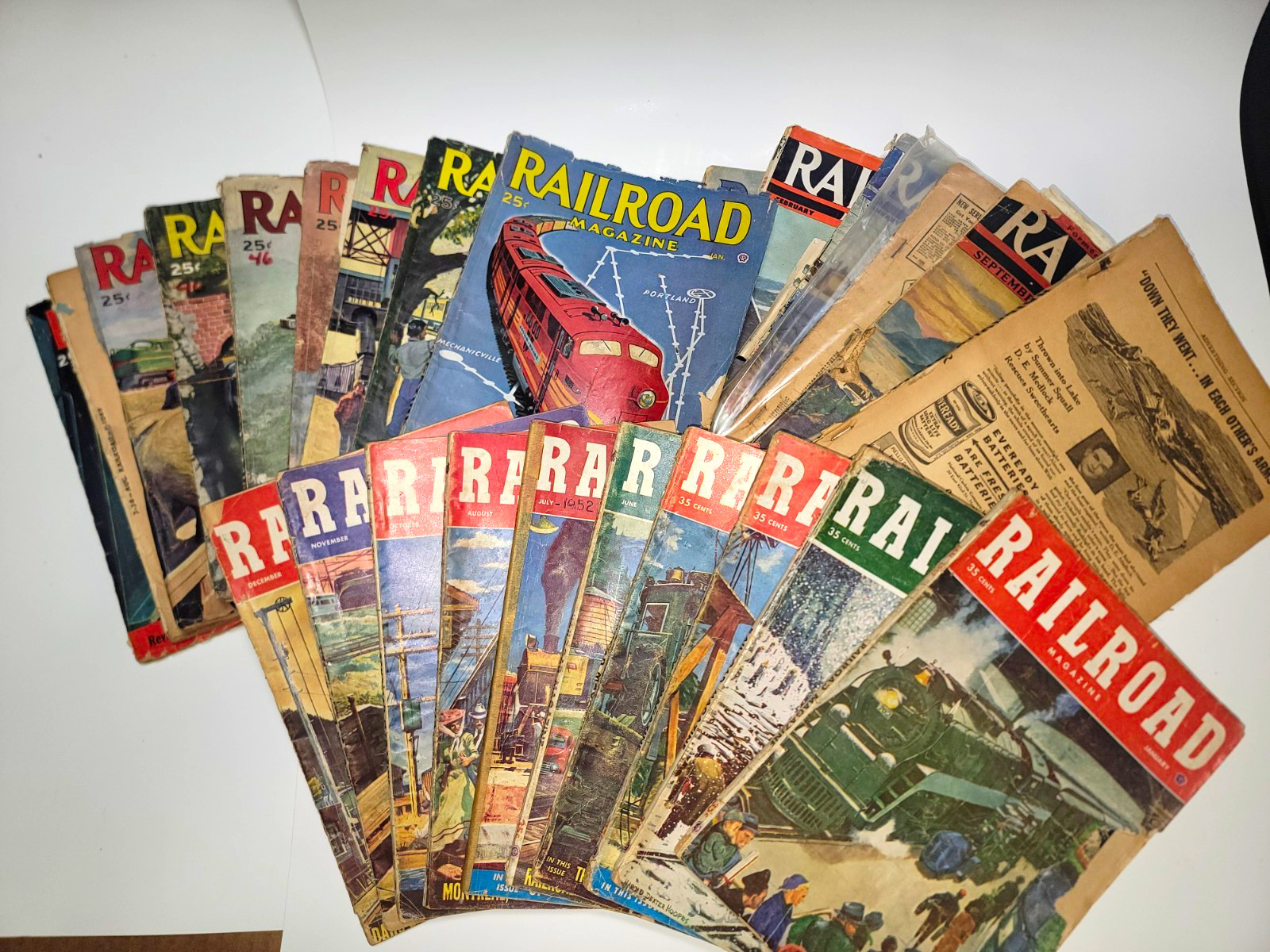 Lot of 25 Railroad Magazines  1936-1952