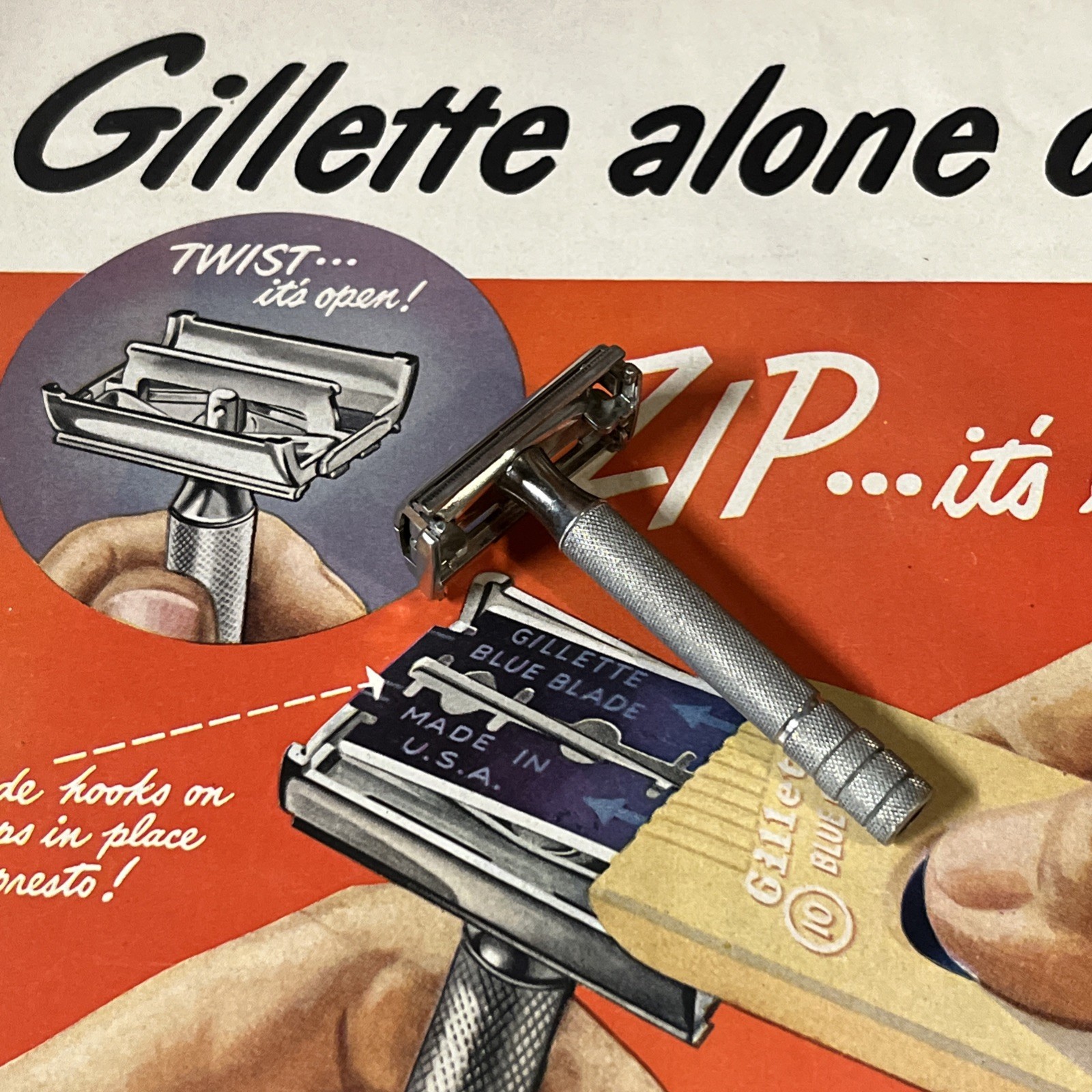 Vintage 1948-49 Gillette Super Speed DE Safety Razor TTO No Date Code Vintage 1948-49 Gillette Super Speed DE Safety Razor TTO No Date Code