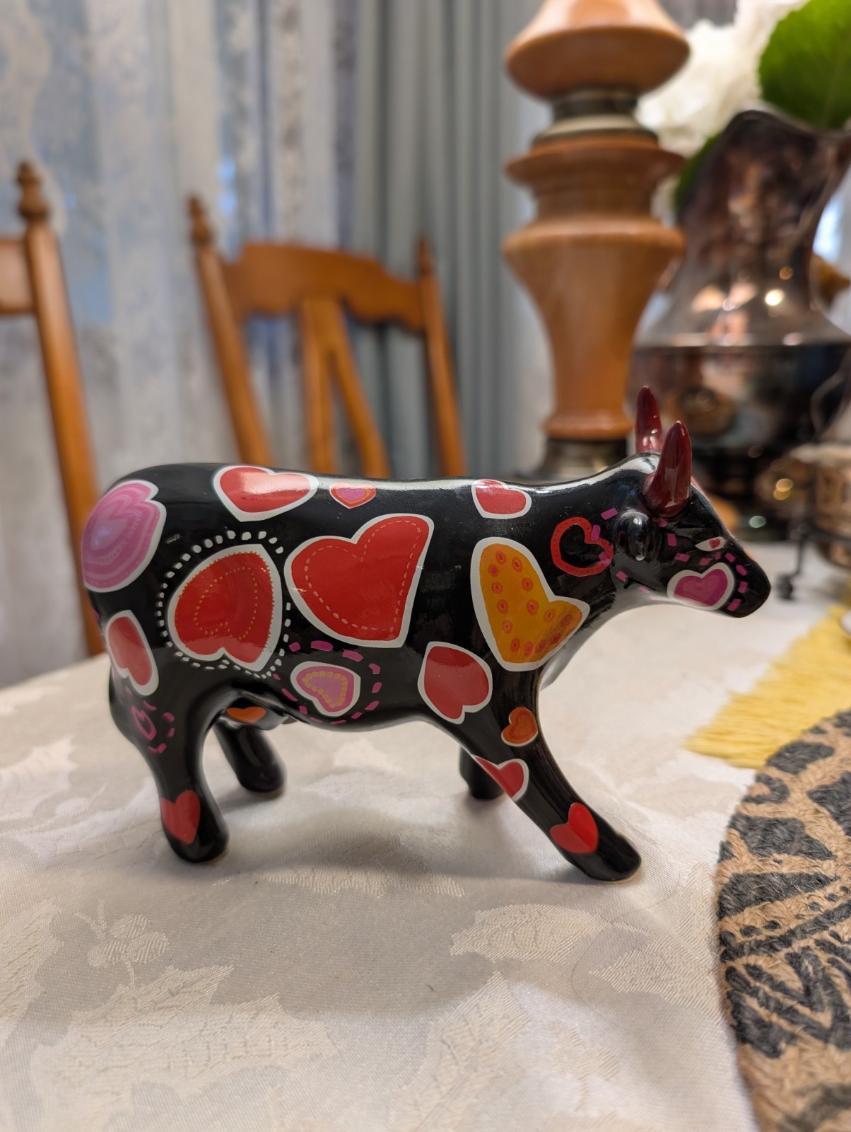 Rare Cow Parade Cow-een of Hearts (Queen) 2007 Medium ceramic #47390 A. Forsyth