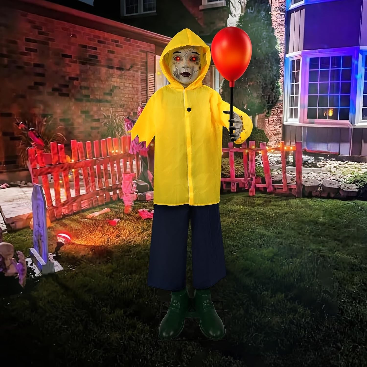 π 4FT Halloween Animatronic Prop, Touch & Sound Activated, Light-Up Balloon Dec π 4FT Halloween Animatronic Prop, Touch & Sound Activated, Light-Up Balloon Dec
