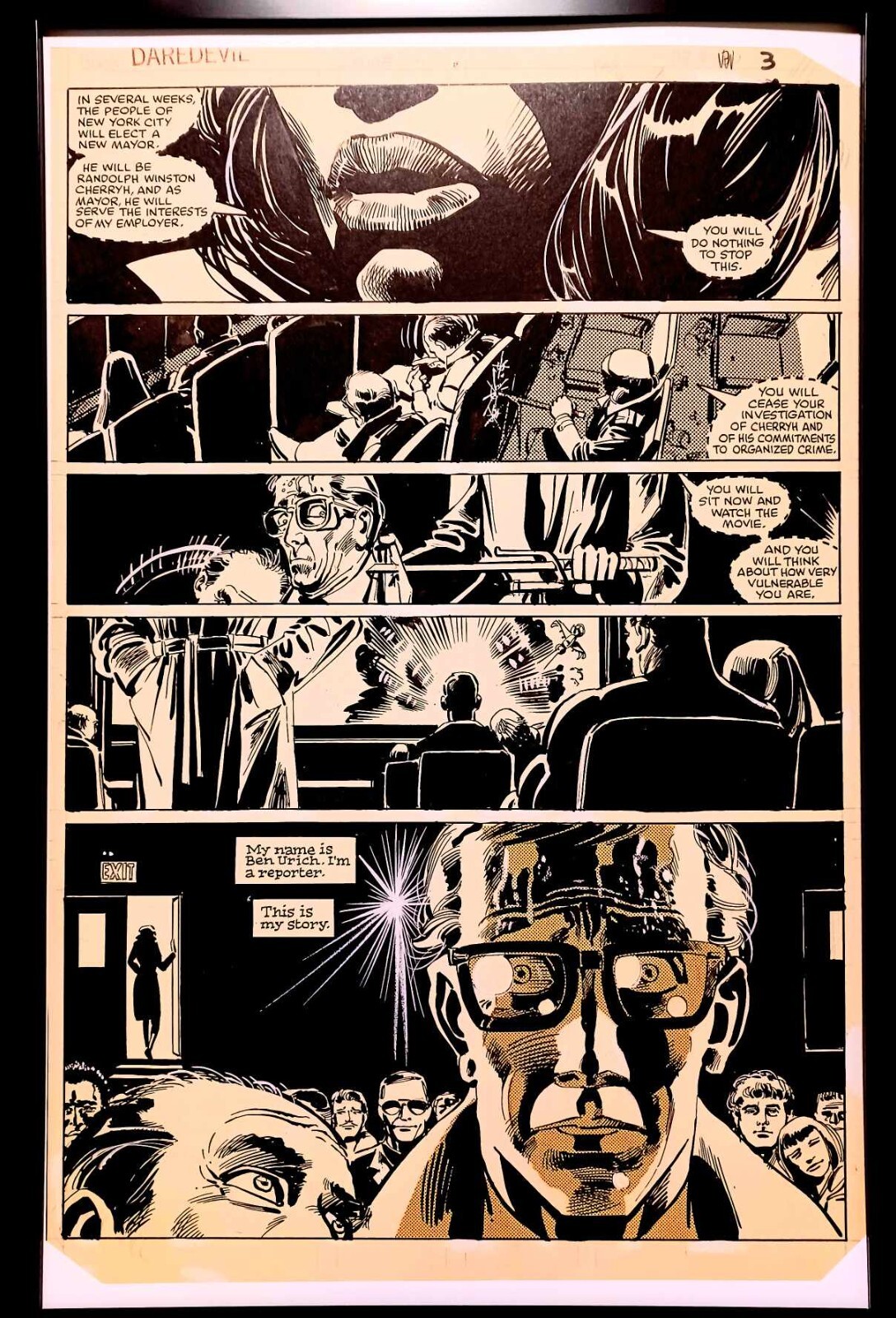 Daredevil #179 pg. 3 by Frank Miller 11x17 FRAMED Original Art Poster Print