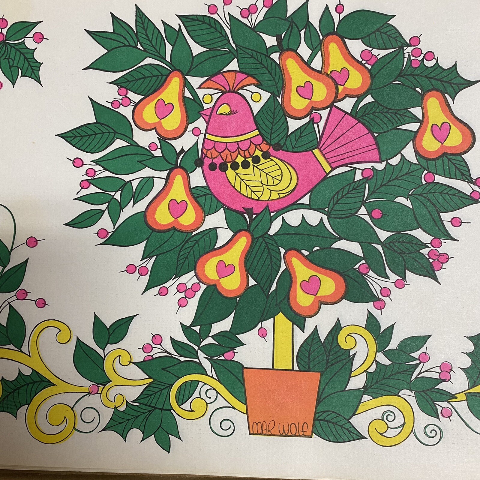 Vintage 1972 Retro Partridge in Pear Tree Paper 17 Placemats & 4 Napkins Craft