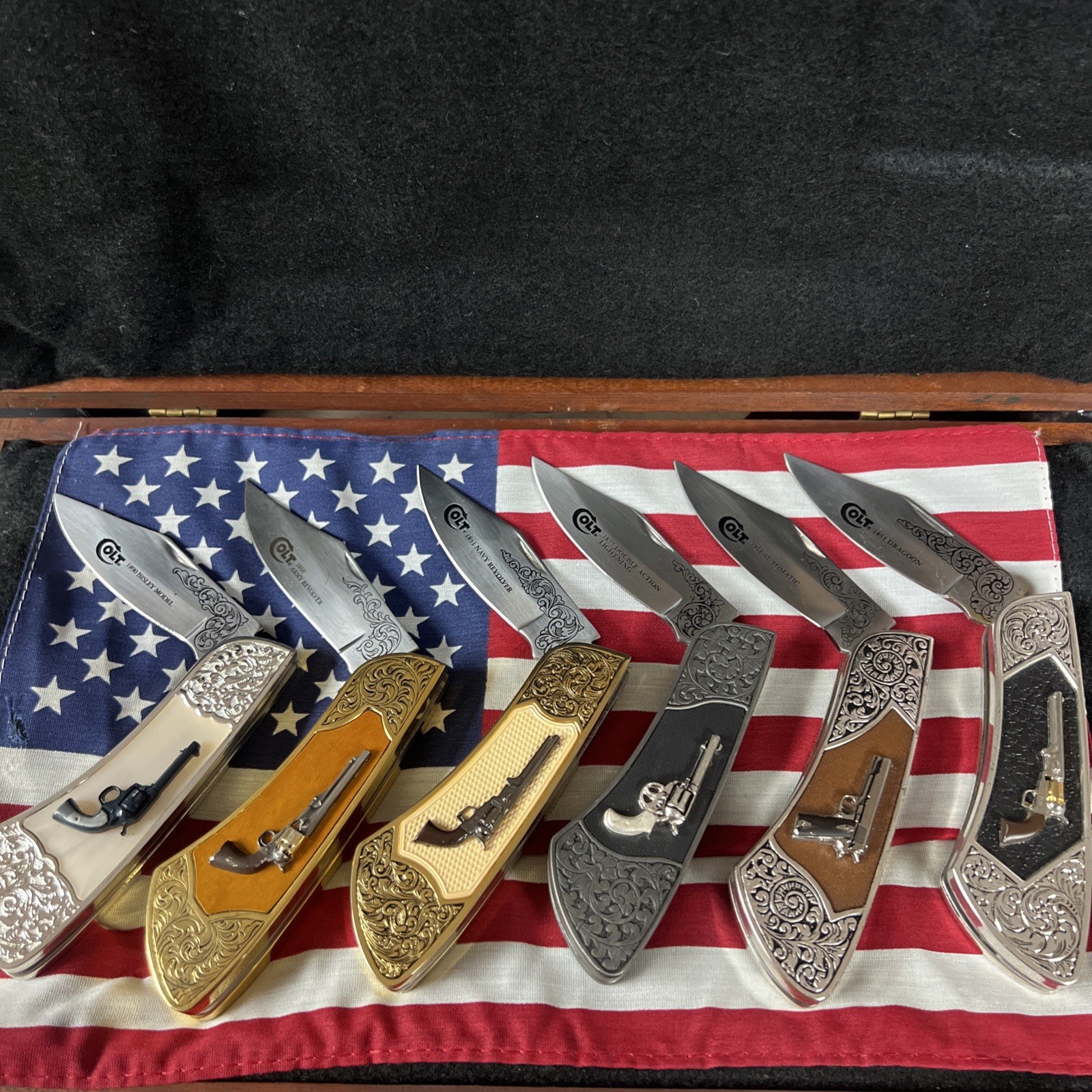 Franklin Mint Colt Collectors Knife Collection Of (6) Knives + Orig. Cases