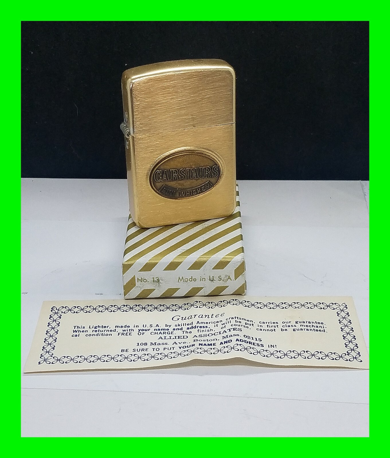 Unfired Vintage Carstairs Fine Whiskey Advertisement Petrol Lighter w/ Box Rare