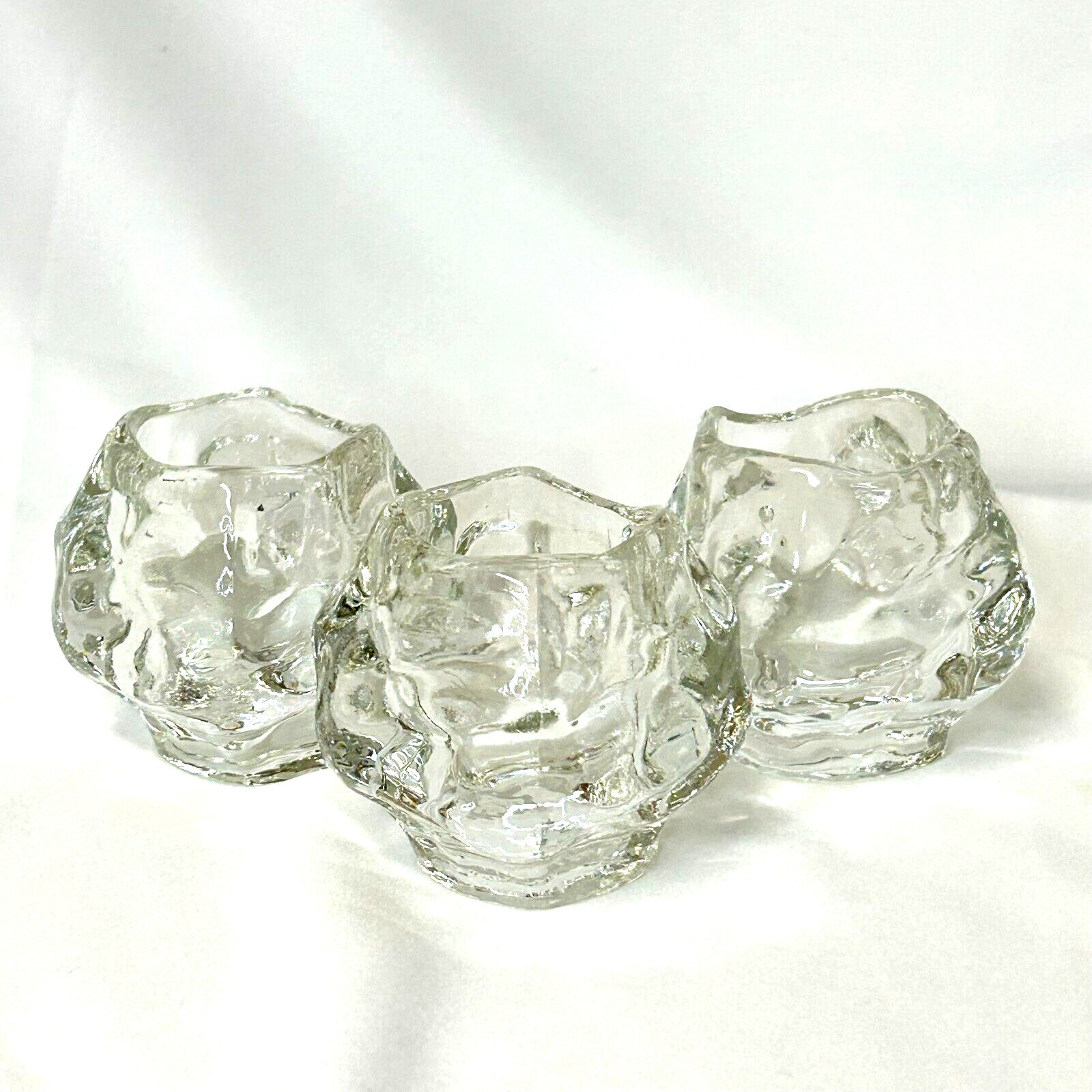 Macy's All The Trimmings Set Of 3 Crystal Votive Candle Holders W/ Original Box