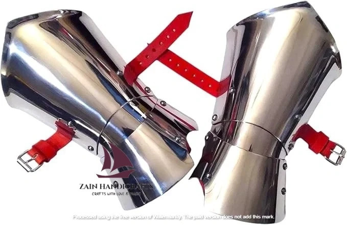 ZAIN Medieval Demi Gauntlets with Long Cuffs 18G Stainless Steel Half Hand Arm
