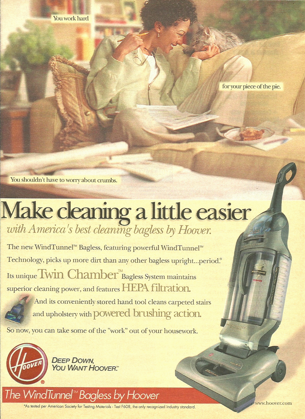 2001 Hoover WindTunnel Bagless Vacuum Cleaner vintage Print AD Advertisement B