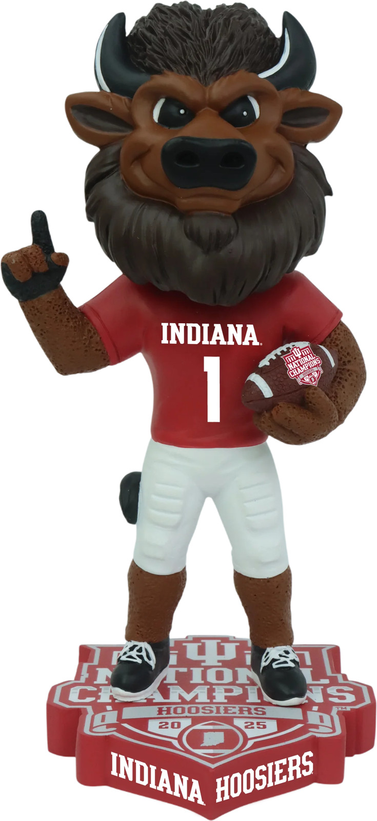 Hoosier The Bison Indiana Hoosiers 2025 CFP National Champions Red Bobblehead Hoosier The Bison Indiana Hoosiers 2025 CFP National Champions Red Bobblehead
