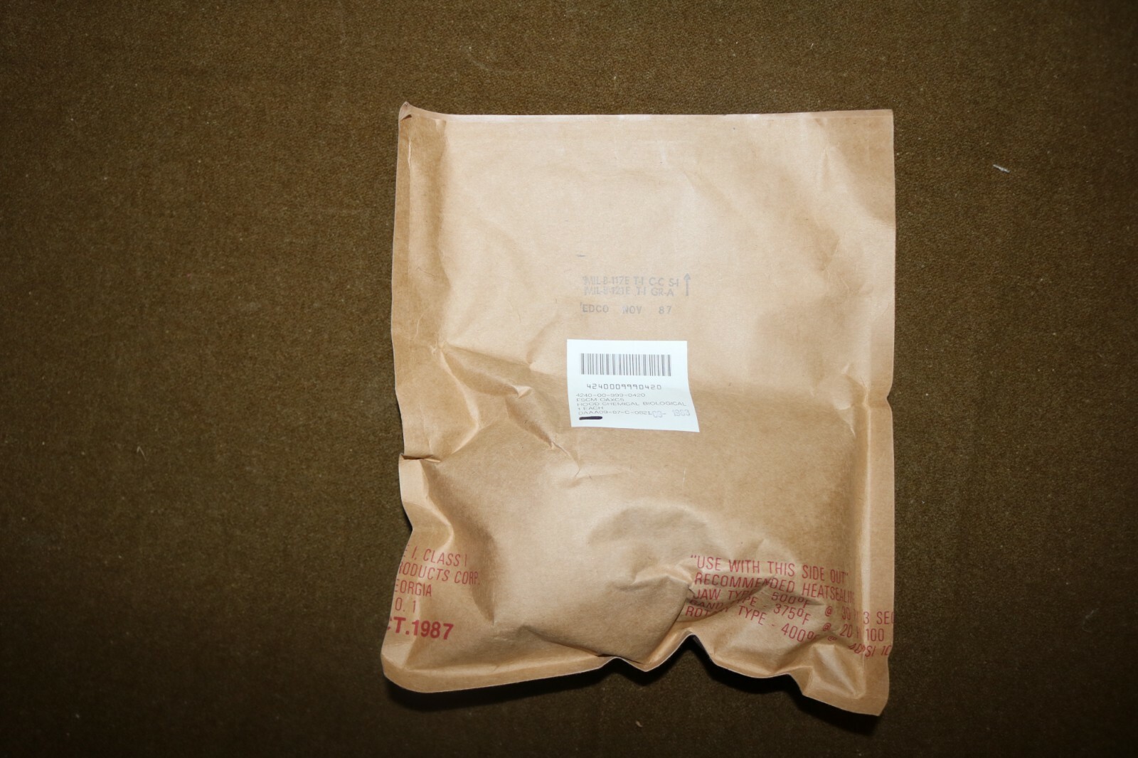 NOS US military M17A1 gas mask protective hood NBC sealed 