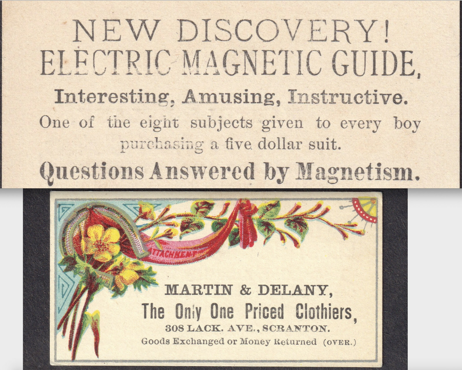 Electric Magnetic Guide 1800's Magnetism Discovery Scranton Victorian Trade Card