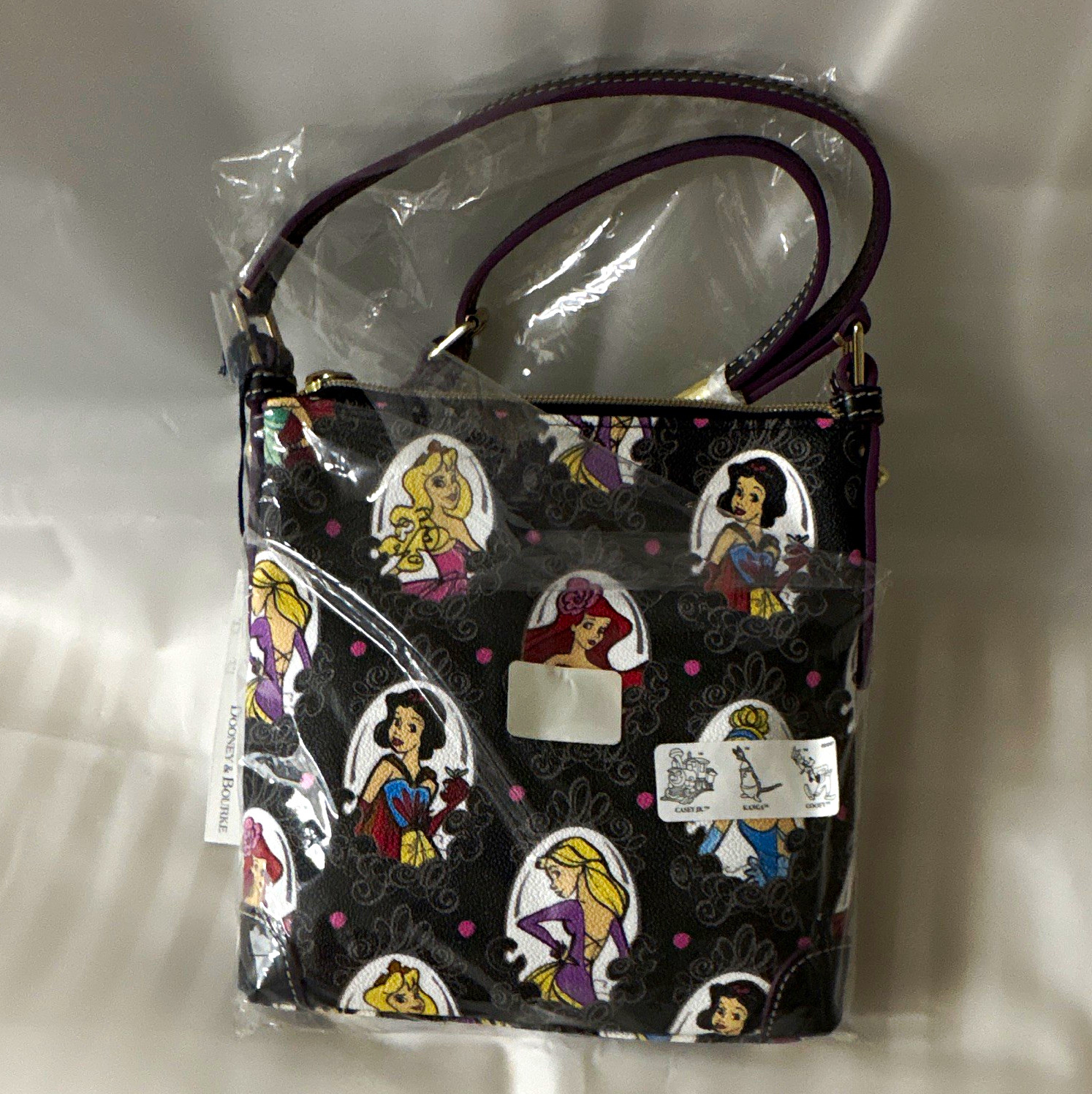Dooney & Bourke Disney Princess Print Small Shoulder Bag Black Purple