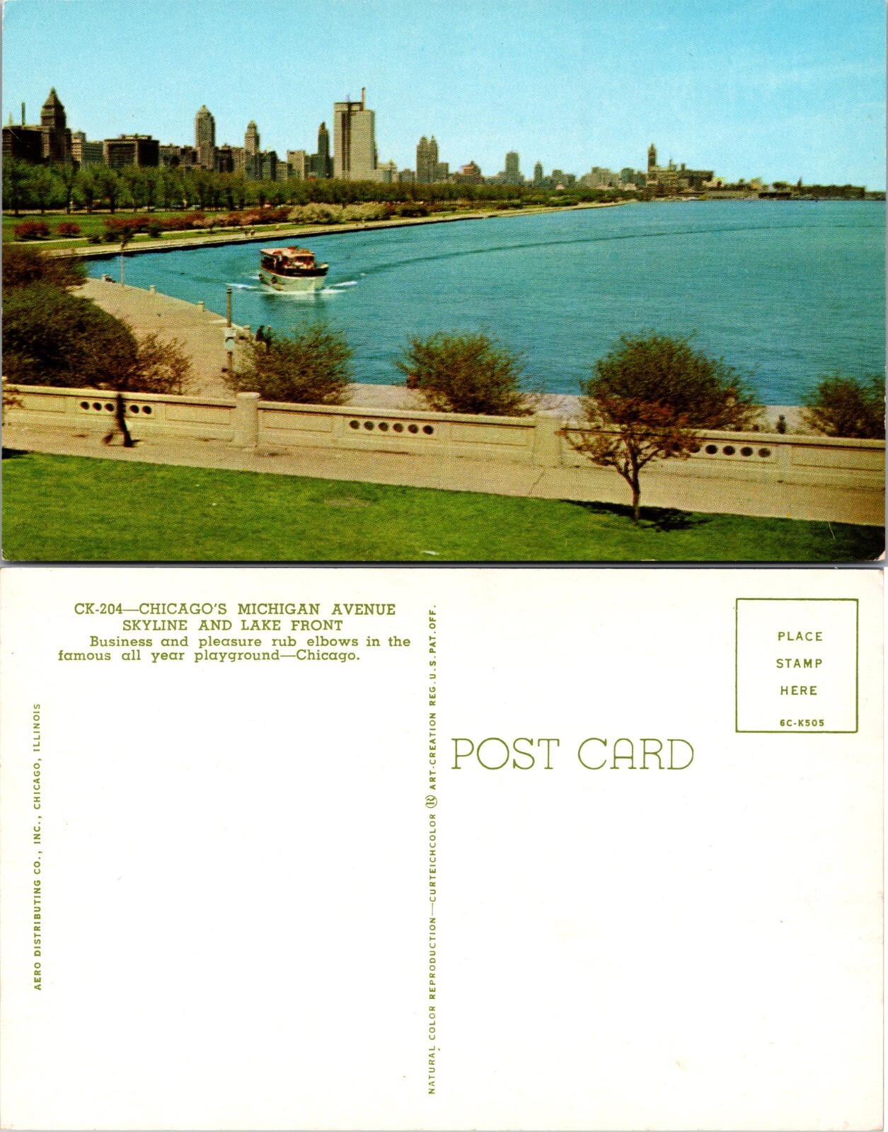 Chicago Michigan Avenue Skyline and Lake Front Postcard
