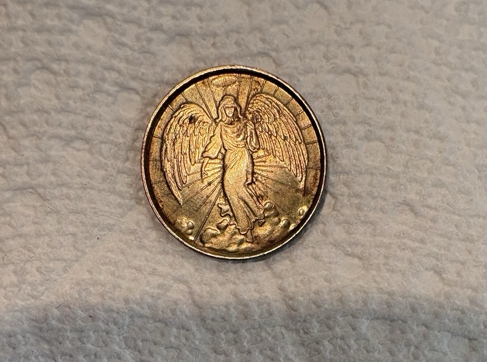 Double Sided Gold  Plated Guardian Angel Coin - Rare Coin 